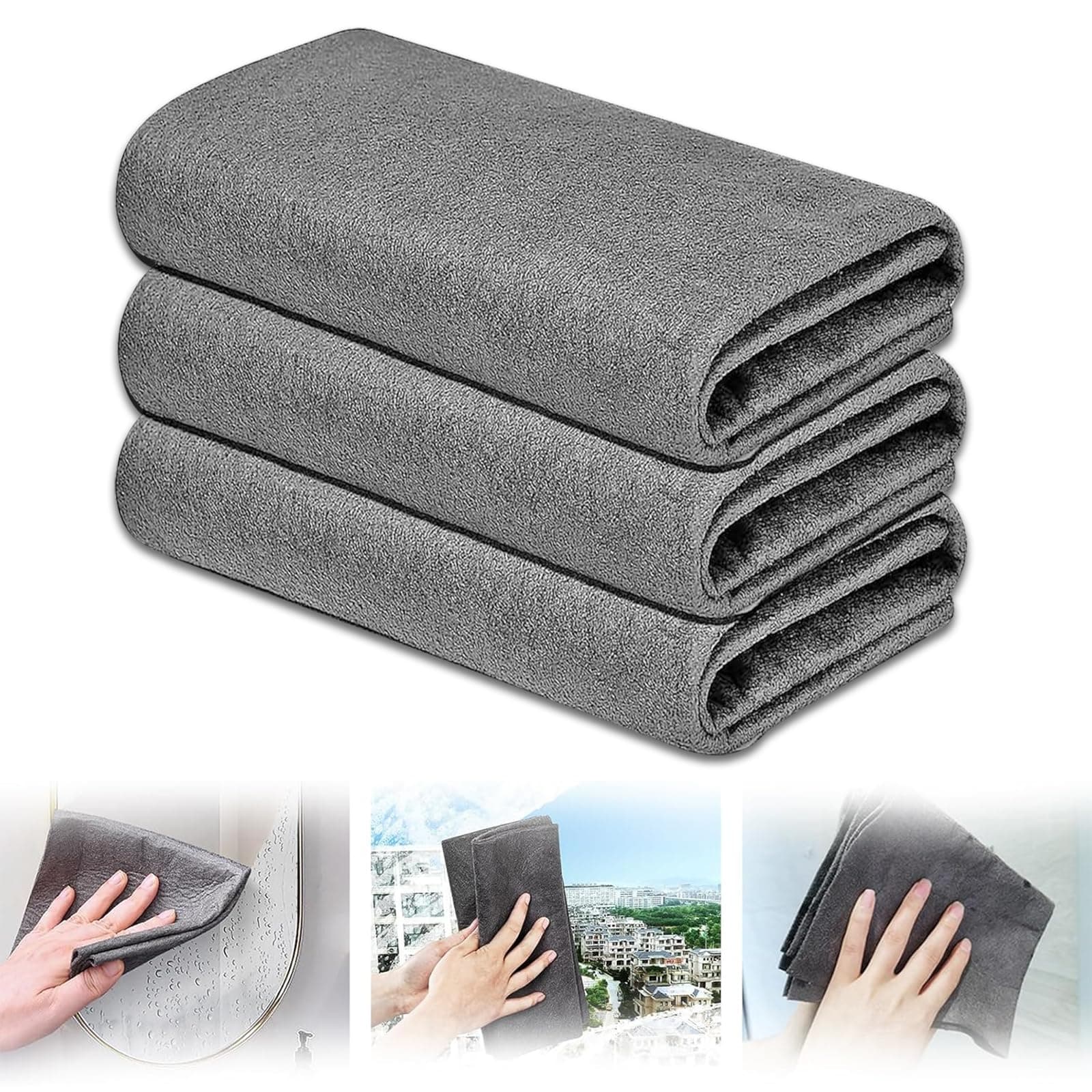 YAGE Magic Cleaning Cloths - 3pcs Reusable Glass Cleaning Rags, Super Soft Premium Streak Free Washable Cloth Duster for Home, Kitchen, Cars, Windows