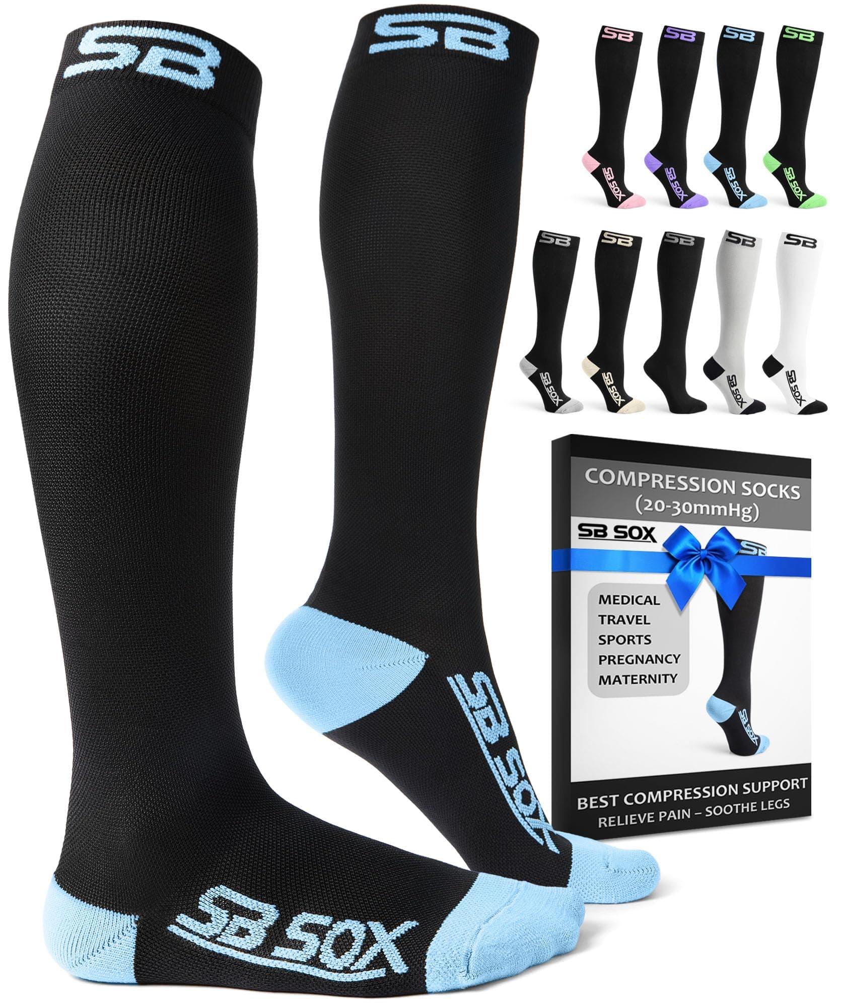 Compression Socks for Men & Women (20-30mmHg) – Best Compression Socks for Flying, Medical, Sports, Wide Calf Fit, and Daily Wear