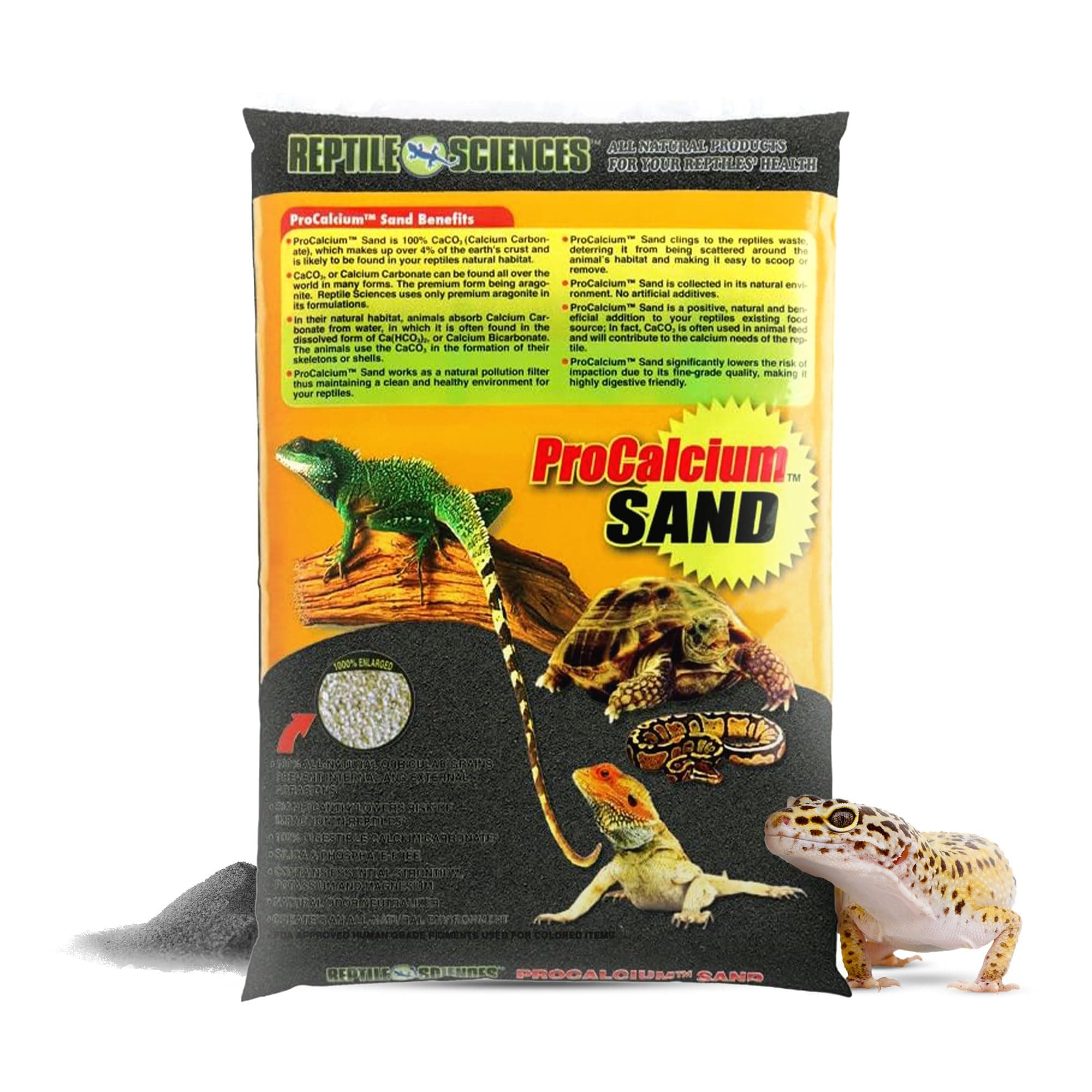 Black Pro-Calcium Terrarium Sand - 10 lbs - Natural Substrate for Reptile Habitats & Aquariums, Silica-Free & Mineral-Rich