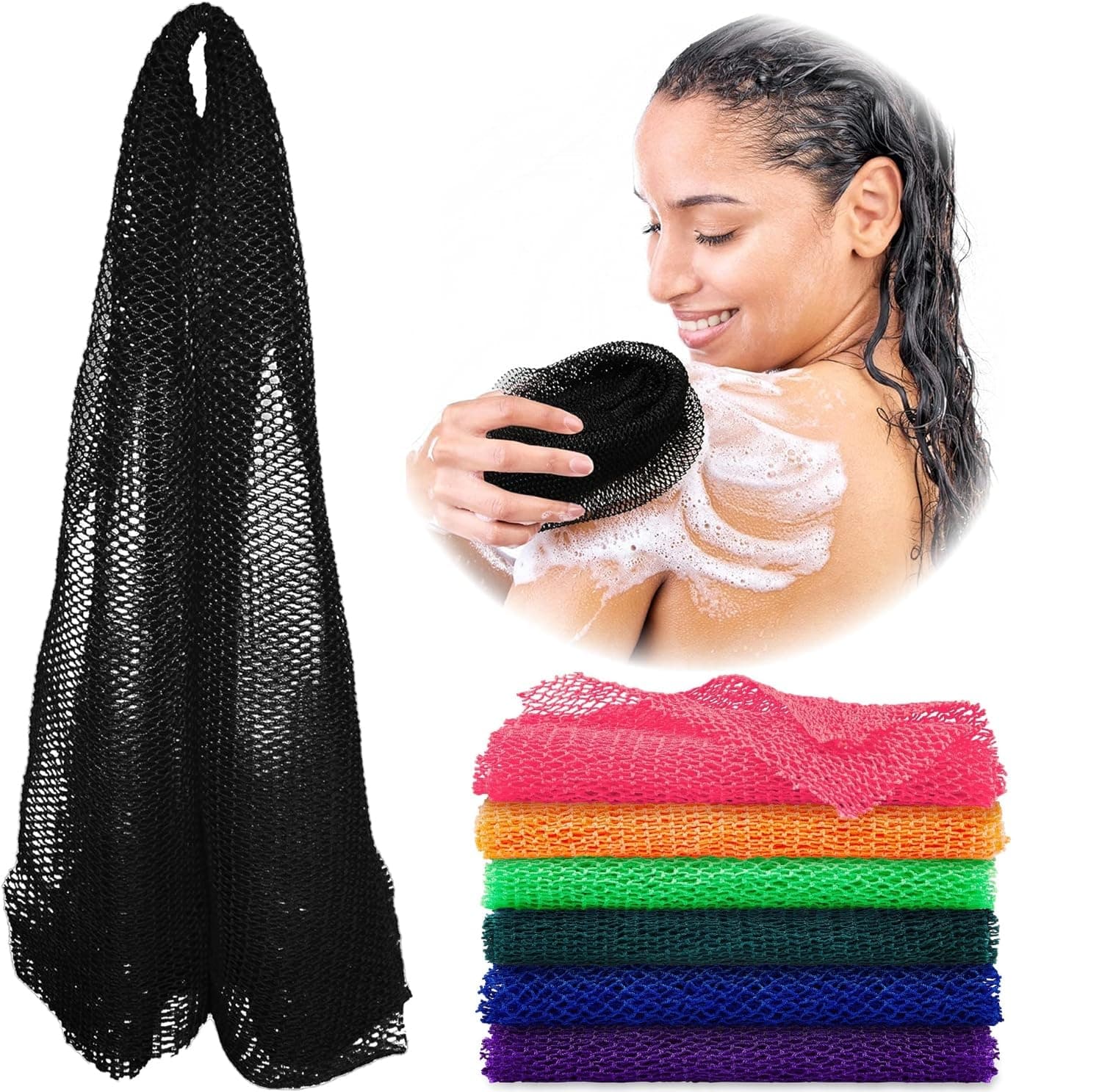 TCCO 3Pcs African Net Sponge Cloth, Exfoliating Body Scrubber, Back Scrubber For Shower Bath, Body Scrub Exfoliator,Exfoliating Washcloth Rags for Women & Men Bathing Accessories,Great for Daily Use