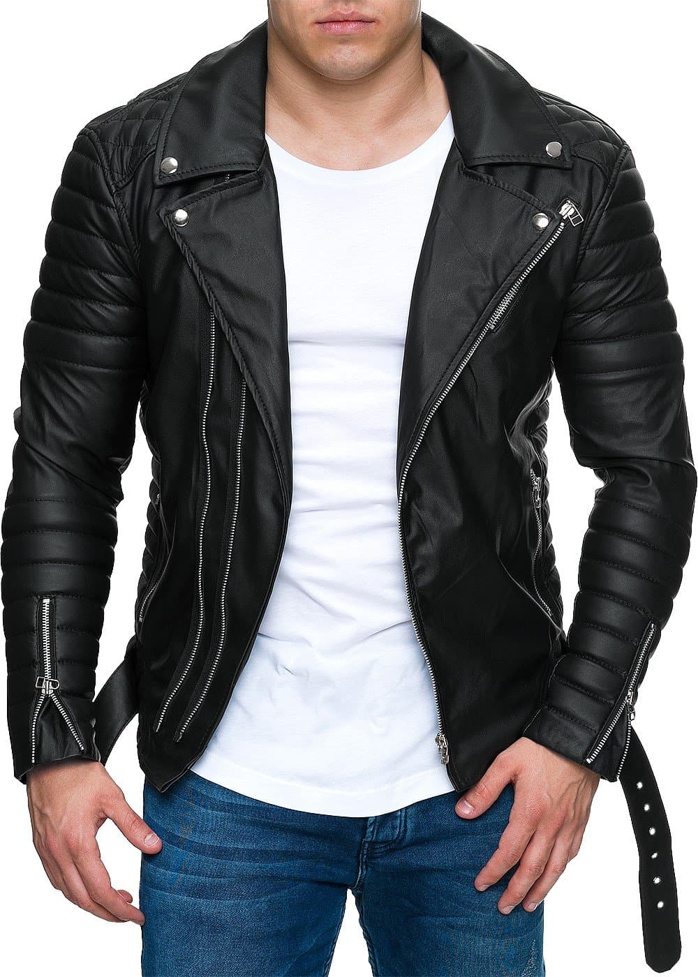 Reichstadt Men's Biker Jacket Detachable Belt Real Leather or Faux Leather
