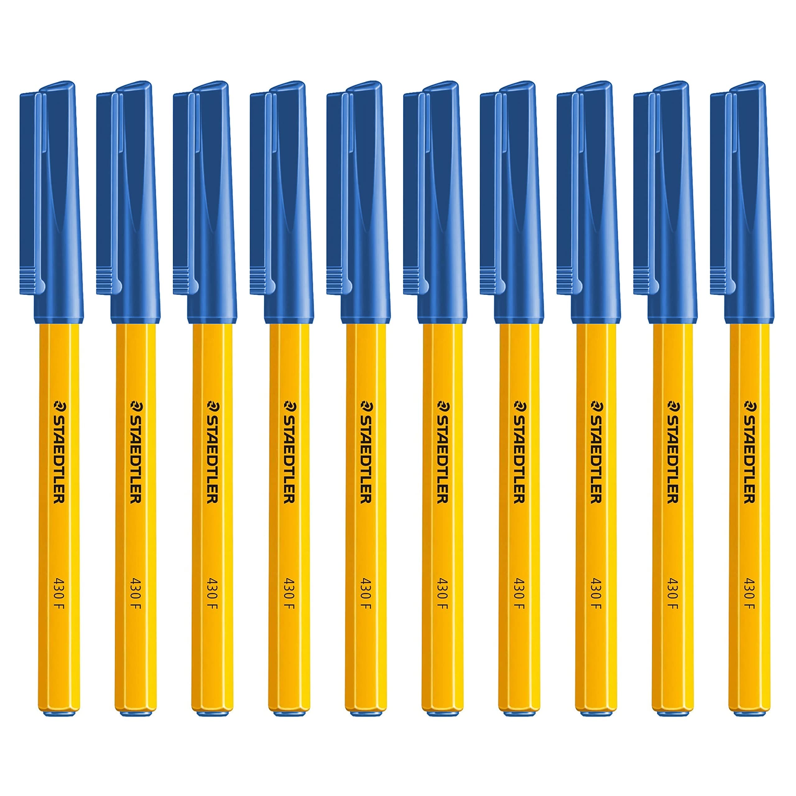 Fine 0.3mm Blue 430 Stick Ballpoint Pens Writing Pen Smooth Efortless Ink Flow Regulated (Pack Of 10)