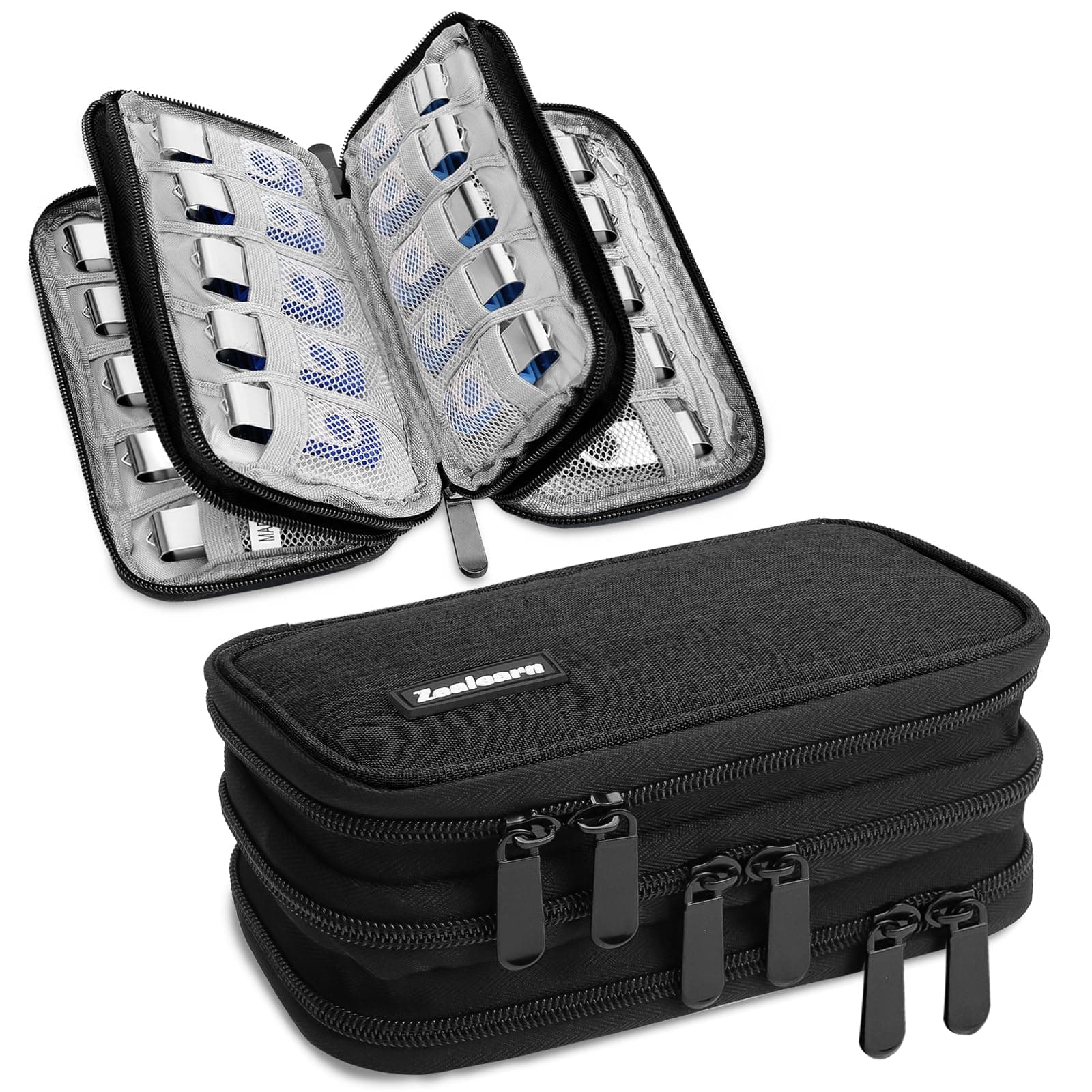 USB Flash Drive Case with Label, Gifts for Men, 30 USB Case Organizer Storage Case, USB Stick Holder, Thumb Drive Case, Fit Samsung/Sandisk/Jump Drive and More - Black