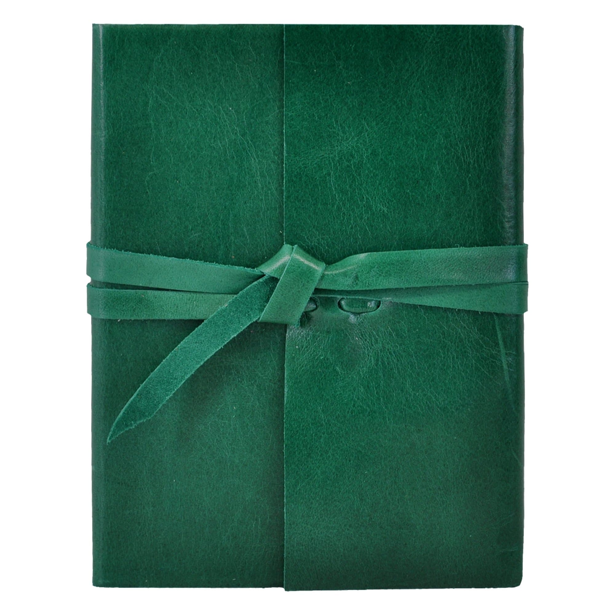 Islander Soft Leather 5 x 7 Journal in Emerald Green Features Wrap Closure - Handmade in The U.S.A.