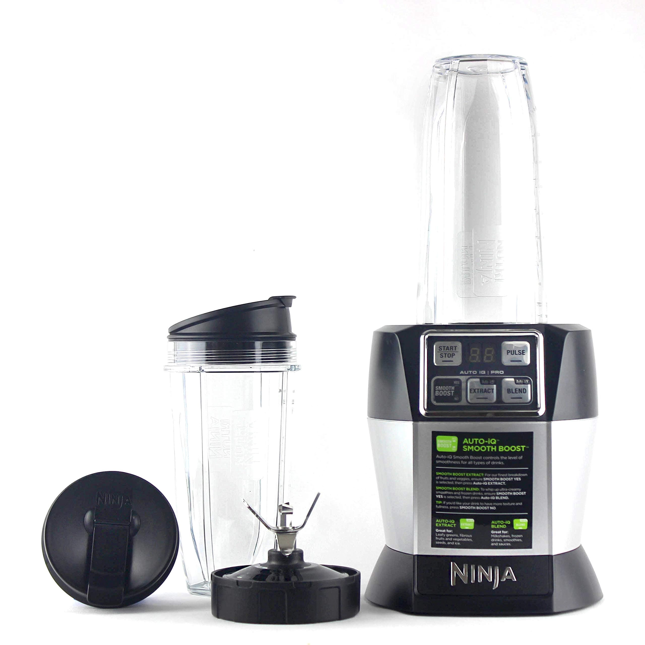 Nutri Ninja BL487T Personal Blender Auto-IQ Pro 1100-Watt (1) 24oz and (1) 32oz Tritan Ninja Cup With Sip & Seal Lids (Renewed)