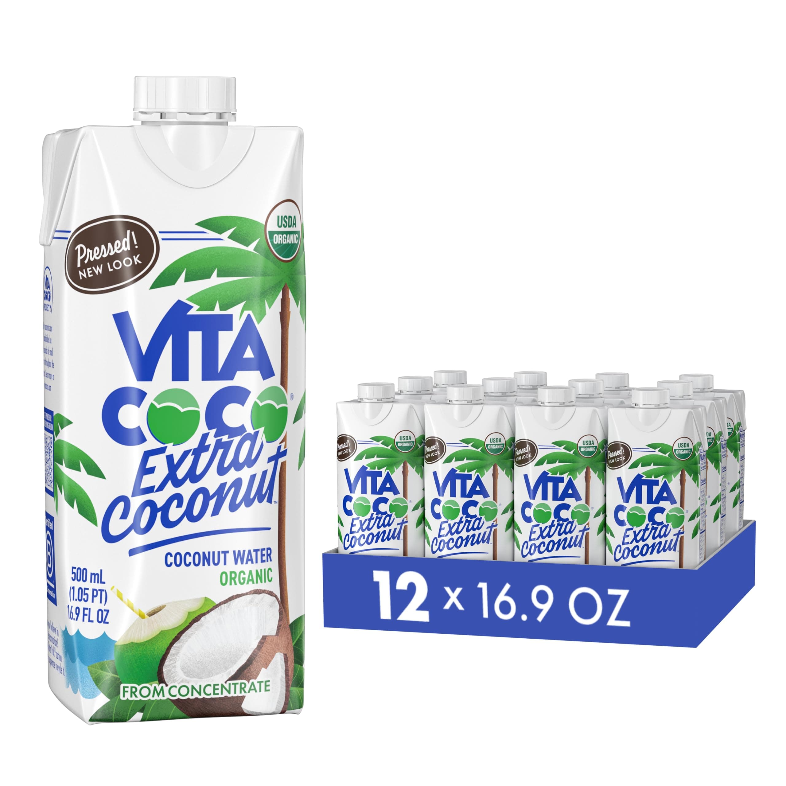 Vita Coco Organic Coconut Water, Pressed ™ | More "Coconutty" Flavor | Natural Electrolytes | Vital Nutrients | 16.9 Fl Oz (Pack of 12)