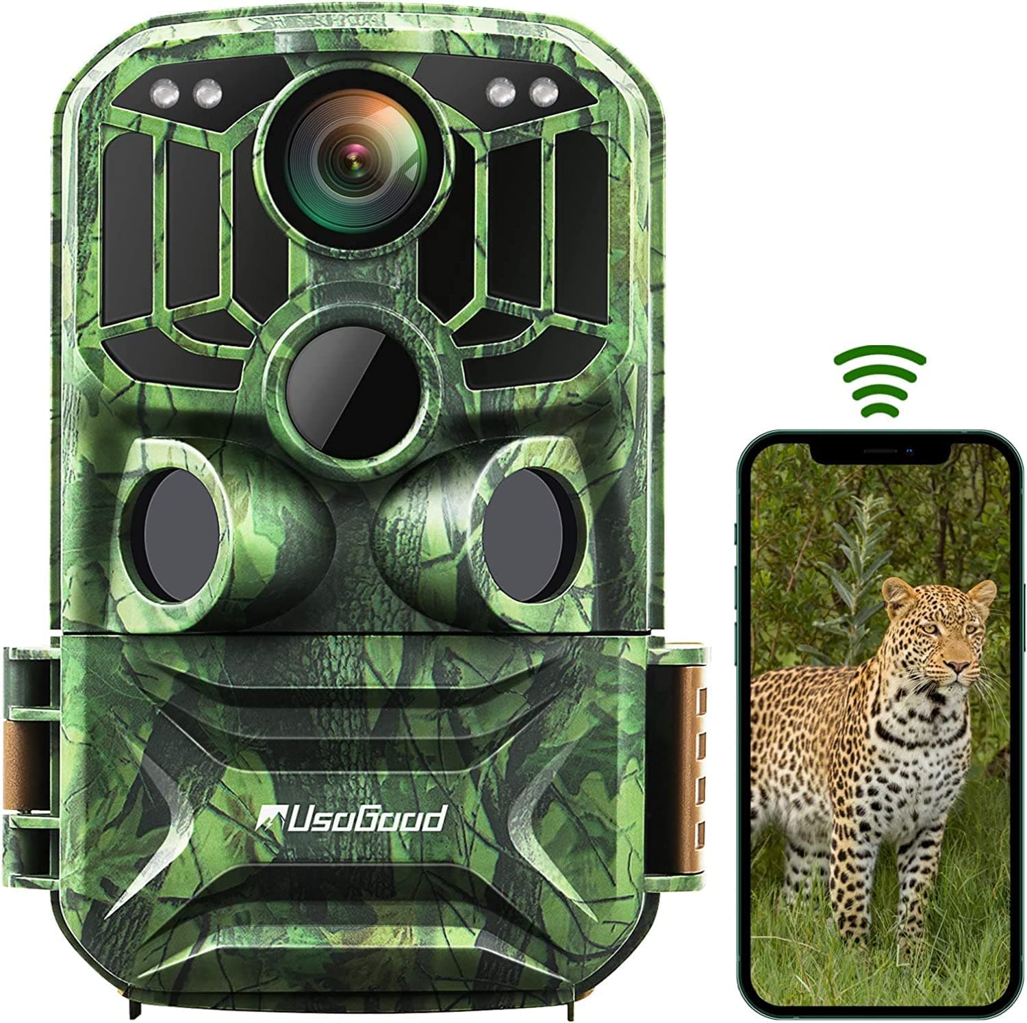 Wildlife Camera WiFi 24MP 1296P, Usogood Trail Camera with Night Vision Motion Activated Game & Trail Cameras IP66 Waterproof for Wildlife Scouting, Garden Monitoring, Hunting and Home Security