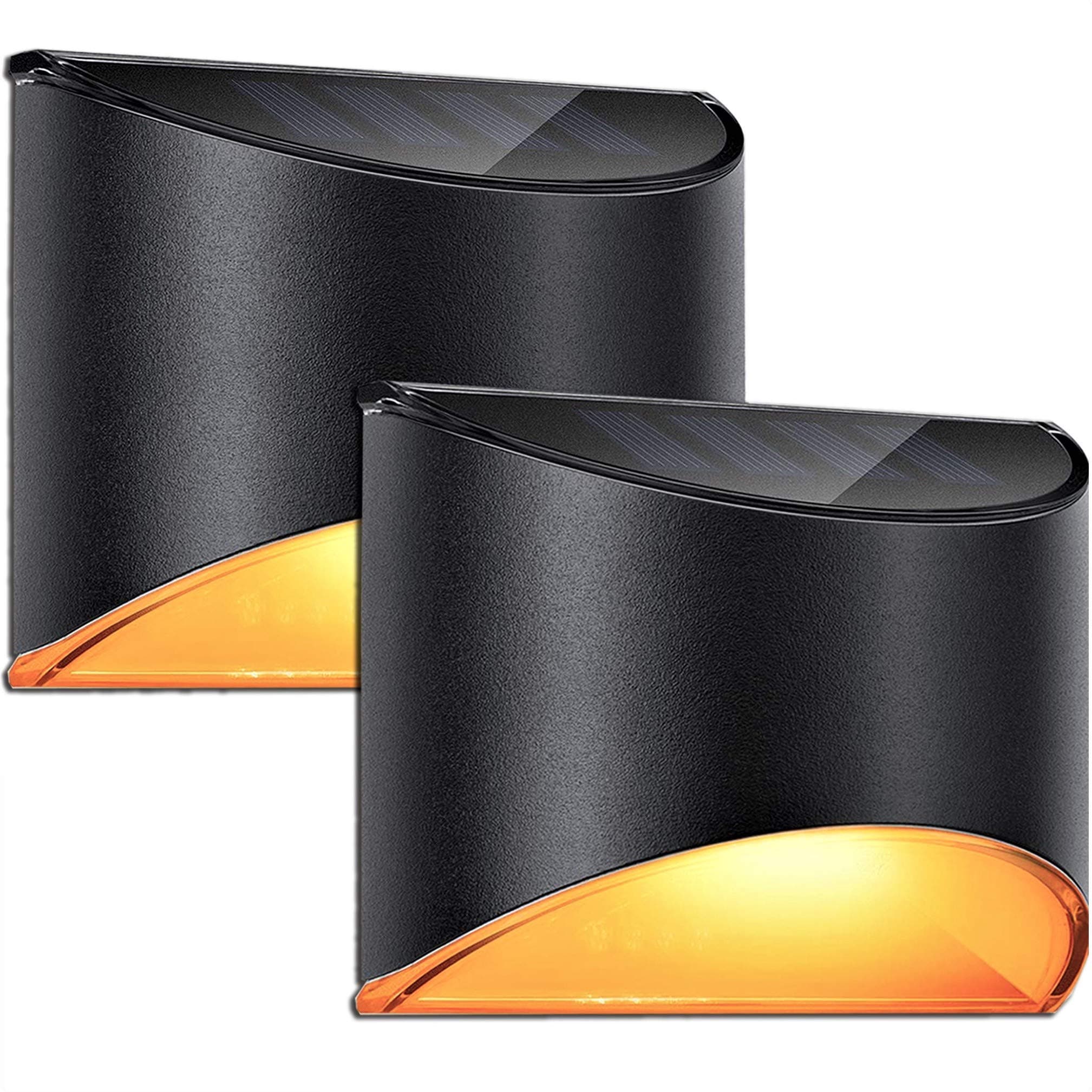 LeiDrail Solar Step Lights Outdoor Deck Fence Stair 2100K Warm Light Sun Powered LED Illuminated Landscape Lighting Waterproof for House Yard Garden Post Black - 2 Pack