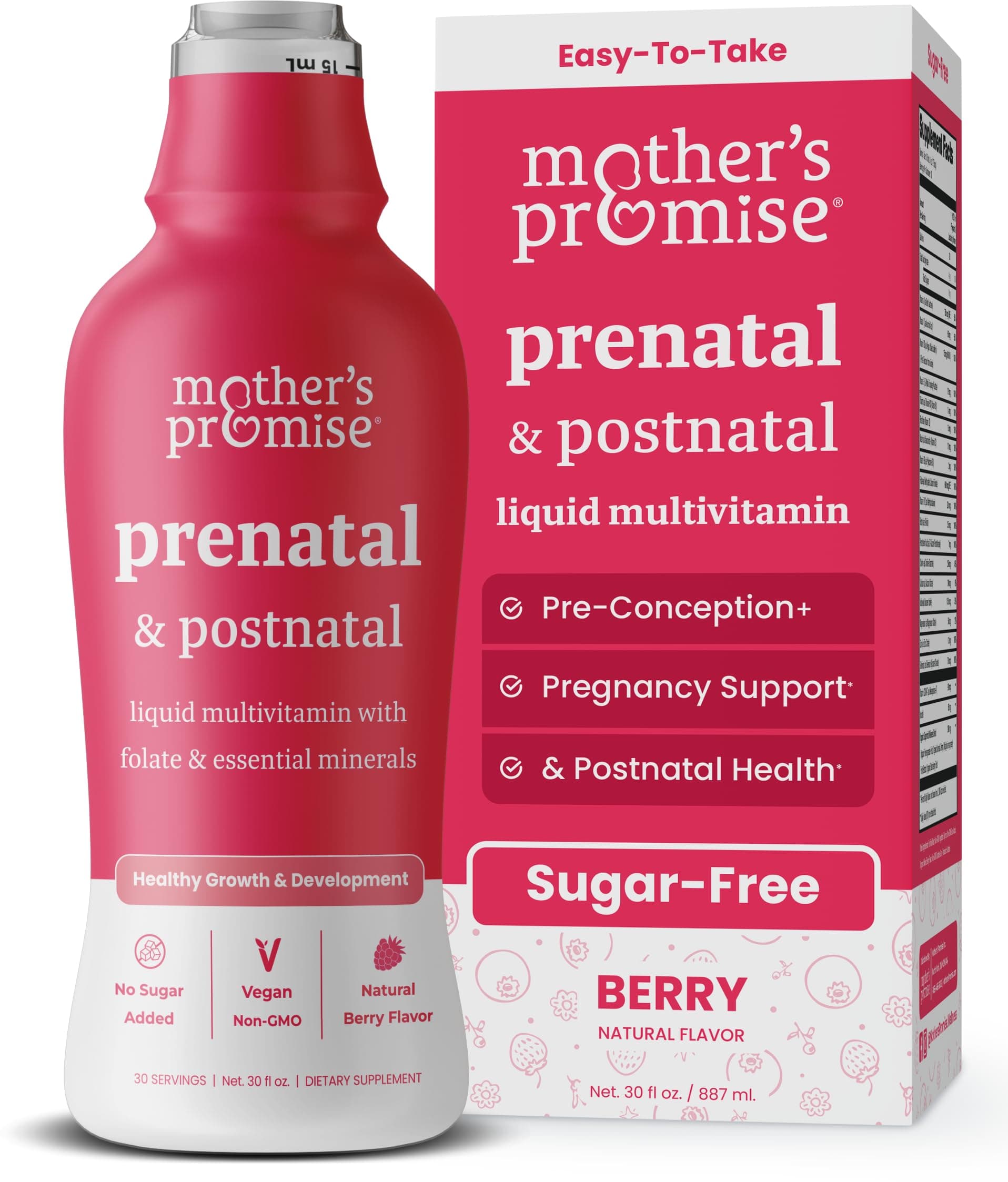 - Prenatal & Postnatal Multivitamin for Women | Sugar Free Liquid Prenatal Vitamins for Women with Folate, Choline & Organic Fruits for Preconception, Pregnancy & Nursing | Vegan