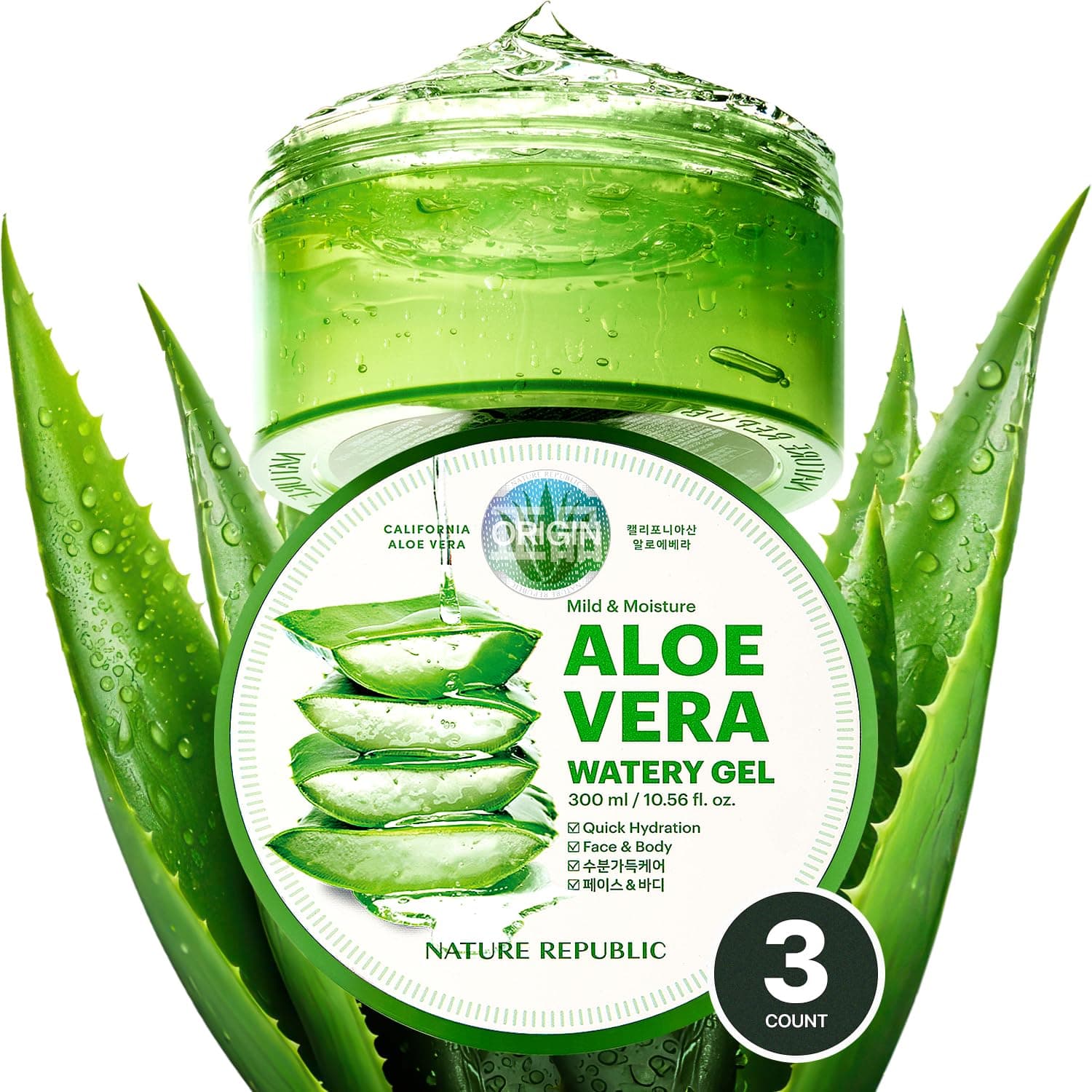 3 PCS Aloe Vera Soothing Gel, 92% Soothing and Moisture, 300ml, NS17-G