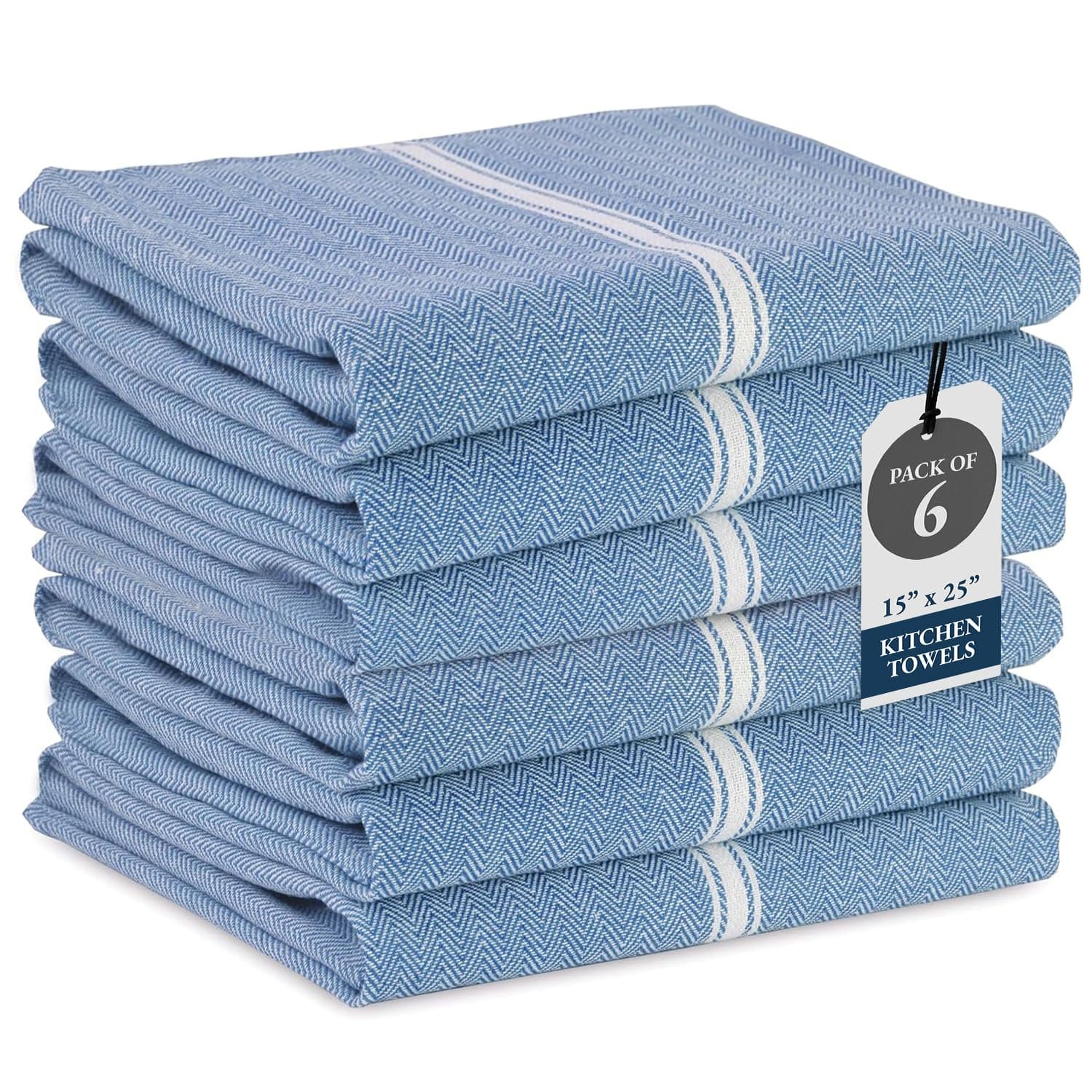 – Kitchen Towels Set - 100% Pure Cotton Dish Towels for Kitchen, Super Absorbent Kitchen Hand Towel, Tea Towels, Soft & Durable Dish Cloths, Pack of 6 – 14”x25”, Indigo