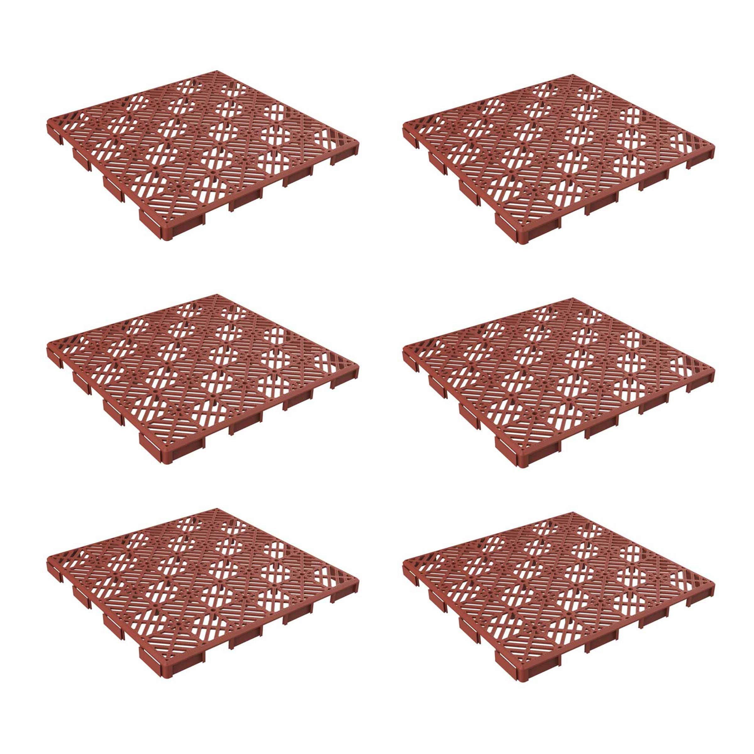 Deck Tiles - 6-Pack Pavers - Polypropylene Interlocking Patio Tiles - Outdoor Flooring for Patio, Porch, Garage, or Pool Deck by Pure Garden (Terracotta)