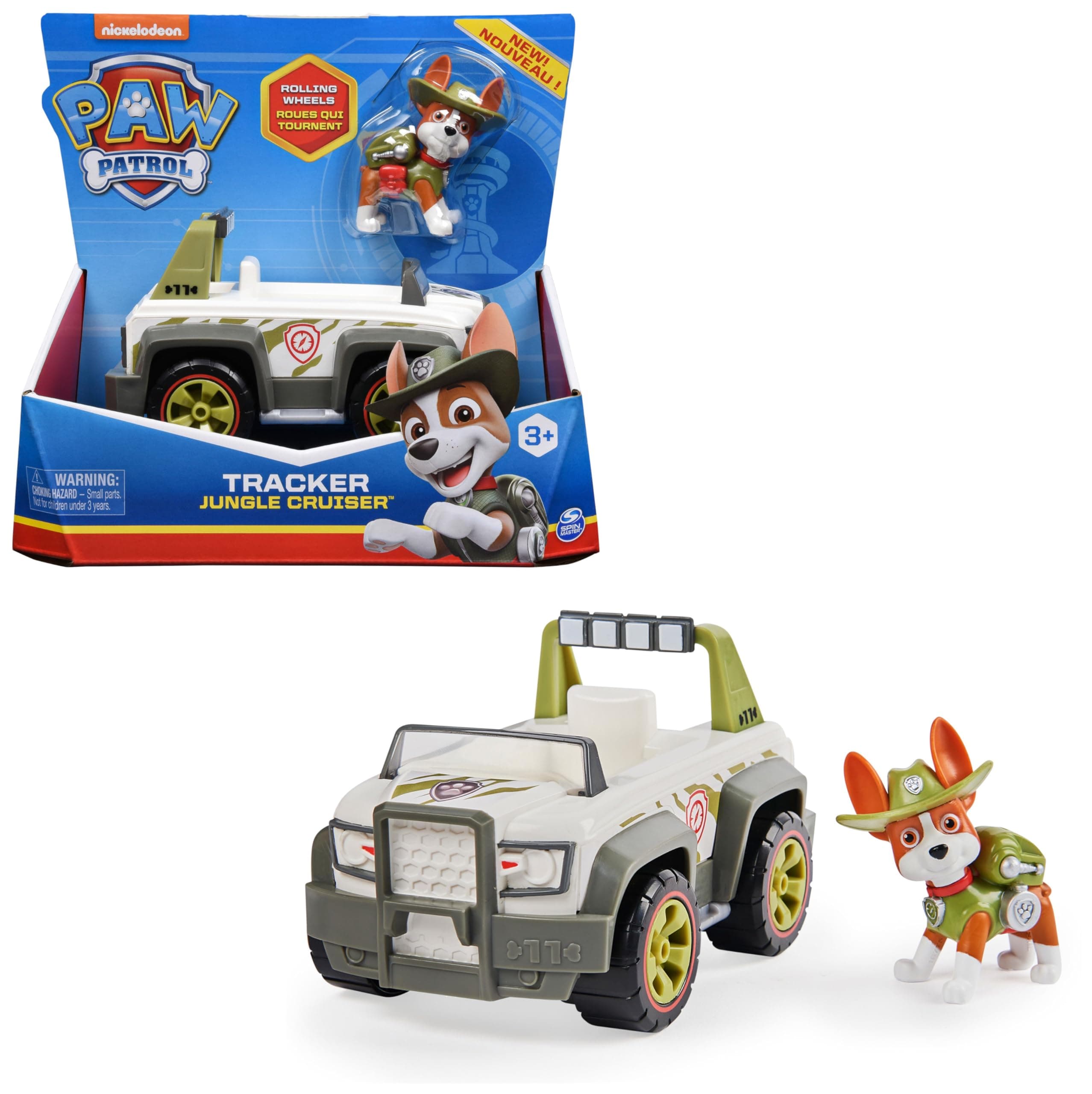 Paw Patrol, Tracker’s Jungle Cruiser Vehicle with Collectible Figure, for Kids Aged 3 and up