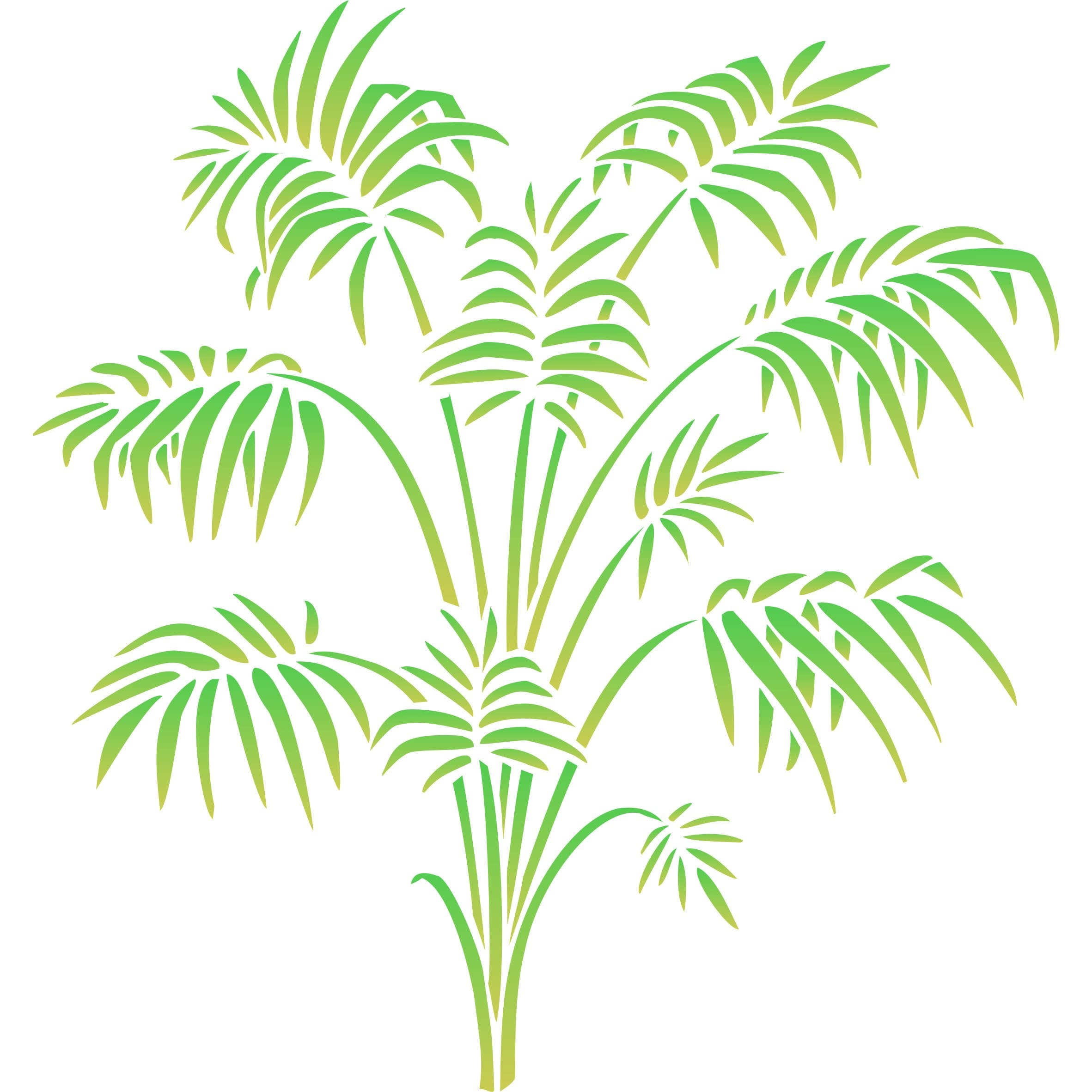 Bamboo Palm Stencil - 16.5 x 18cm (S) - Reusable Victorian Parlor Palm Frond Foliage Wall Stencil Template