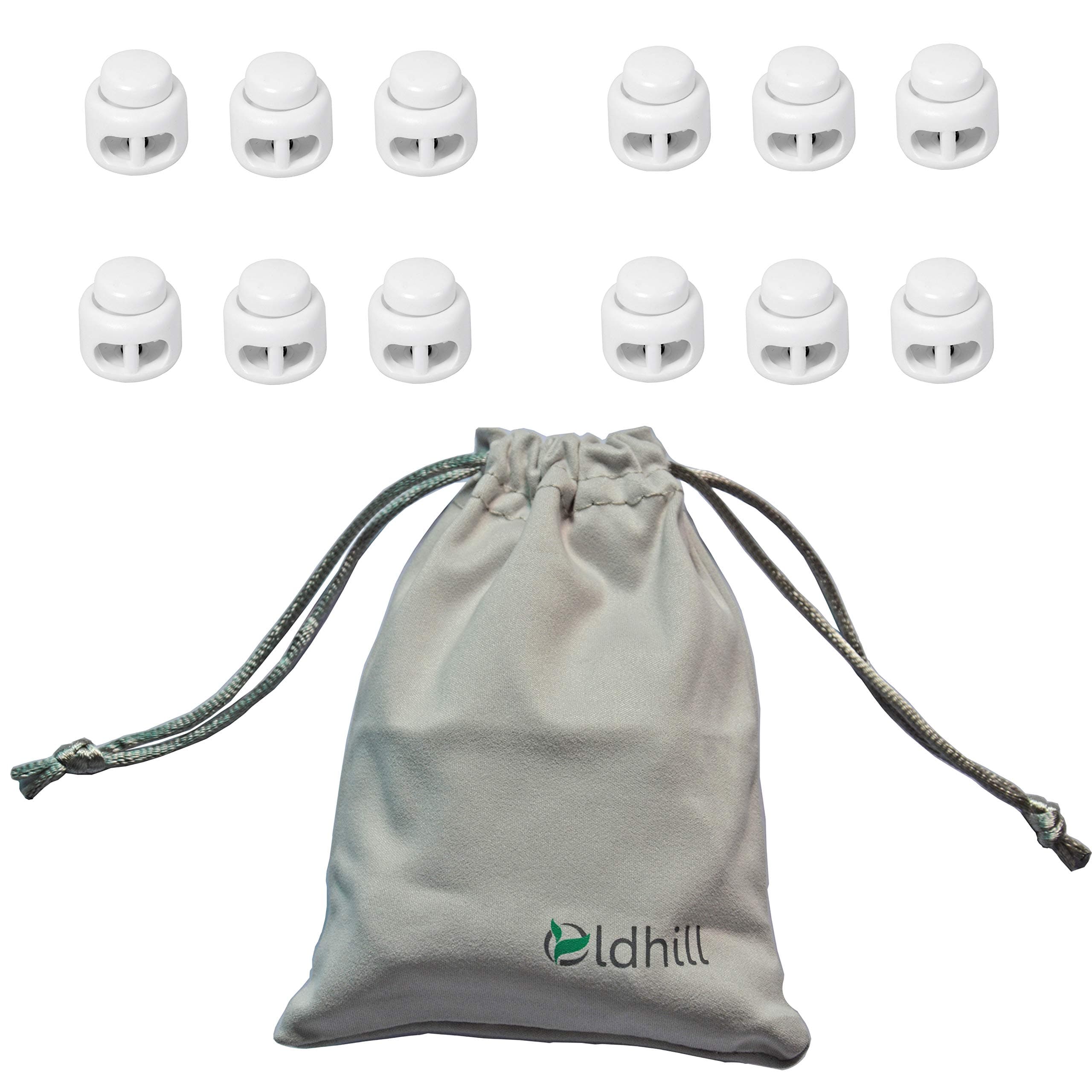 Oldhill Heavy Duty Spring-Stop Double Hole Cord Lock Drawstring Toggle - 12 Pack