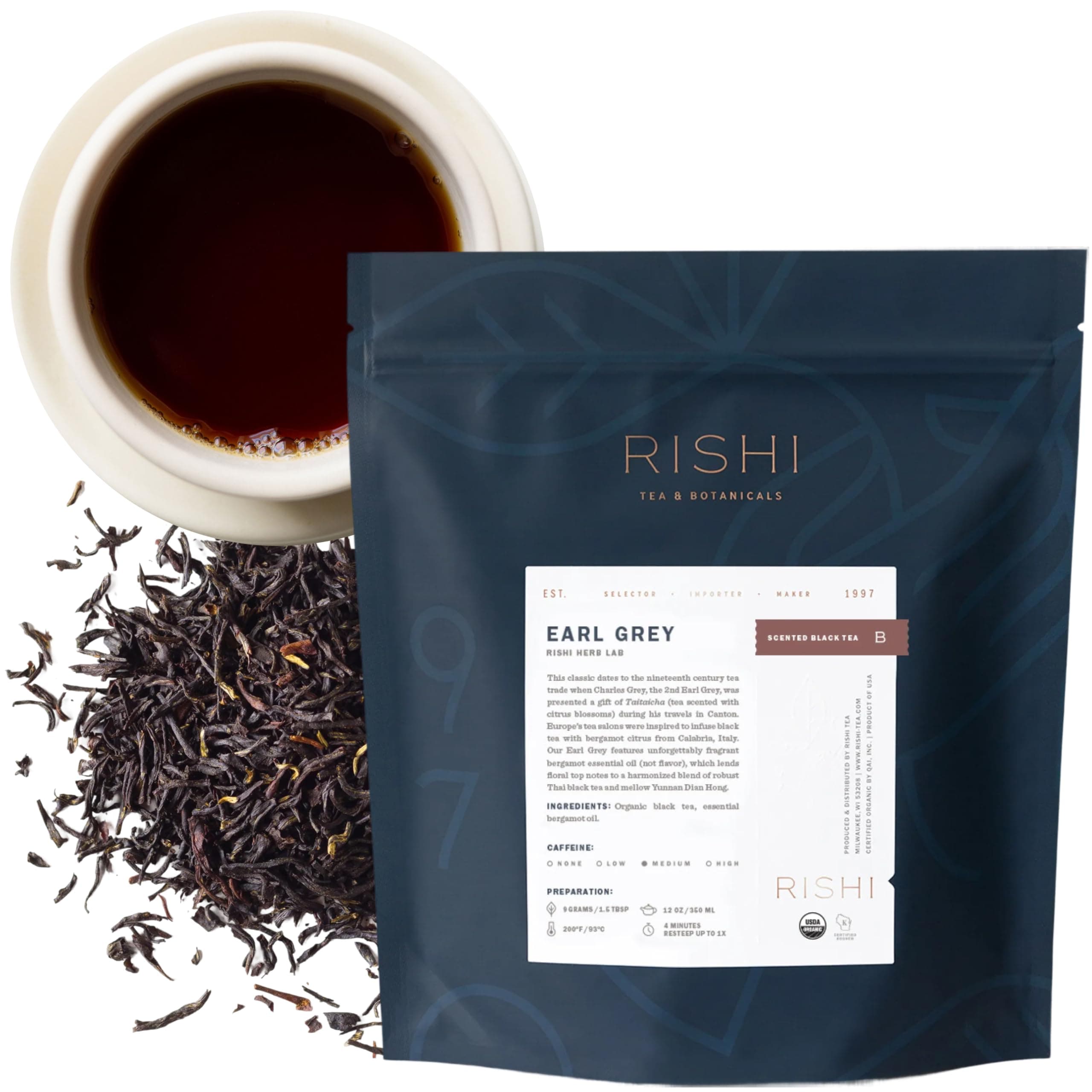 Rishi Tea Organic Earl Grey Loose Leaf Tea, 1 Pound Bag
