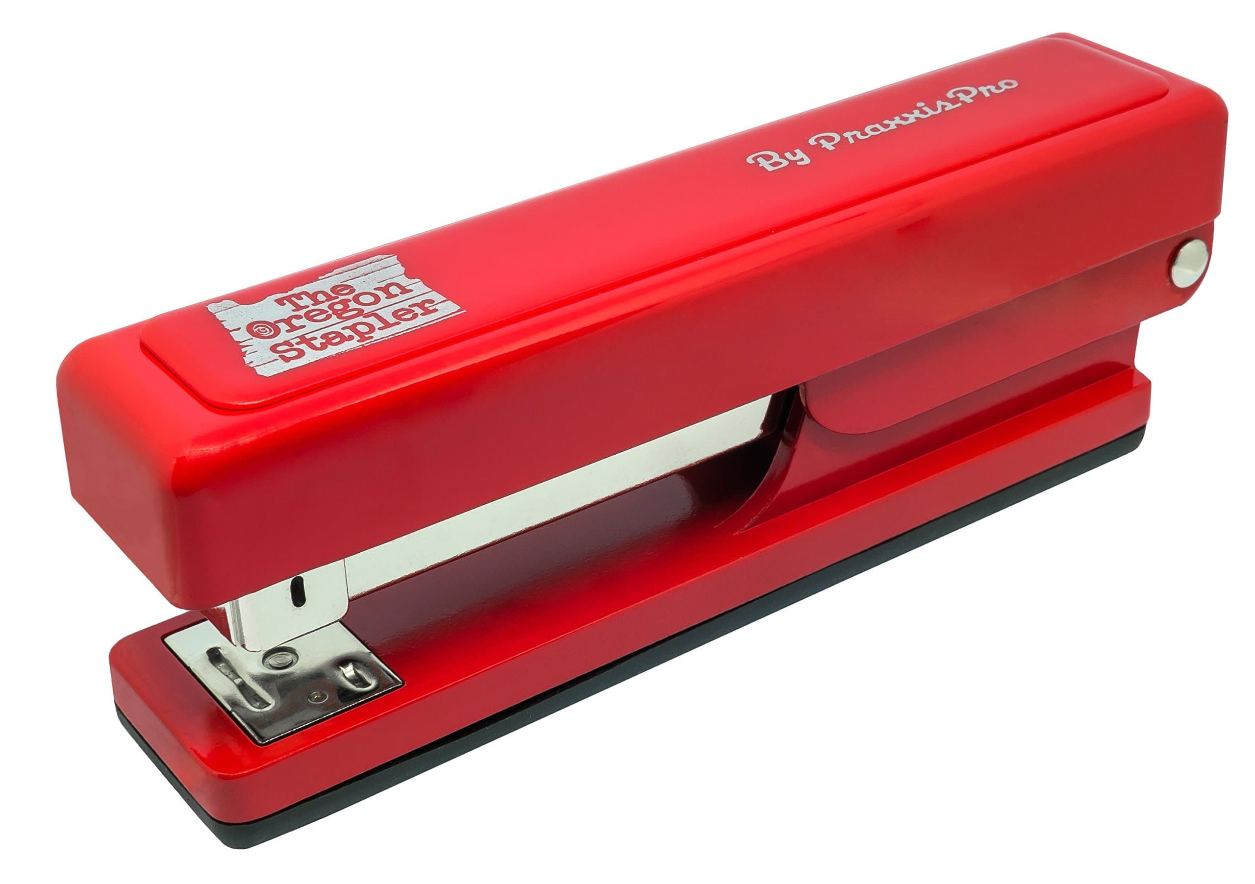 The Oregon Stapler, Built in USA, Built-in Staple Remover, Staples 2 to 25 Sheets, Includes Box of 1,250 "Powerhouse Standard 26/6 Staples, for Home, School or Office, Red
