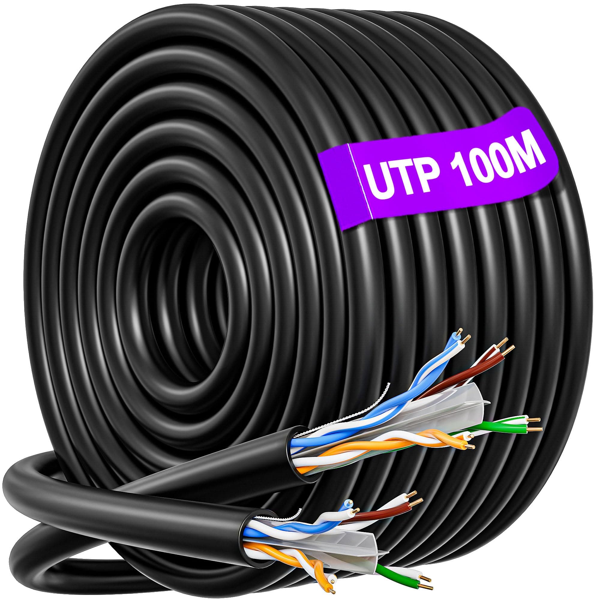 MEIPEK Ethernet Cable 100m, Cat 6 High Speed Internet Cable 100m Outdoor Waterproof, 23AWG Gigabit Bulk Network LAN Cable, Extra Long UTP Installation Patch Cable RJ45 Waterproof for Router Modem