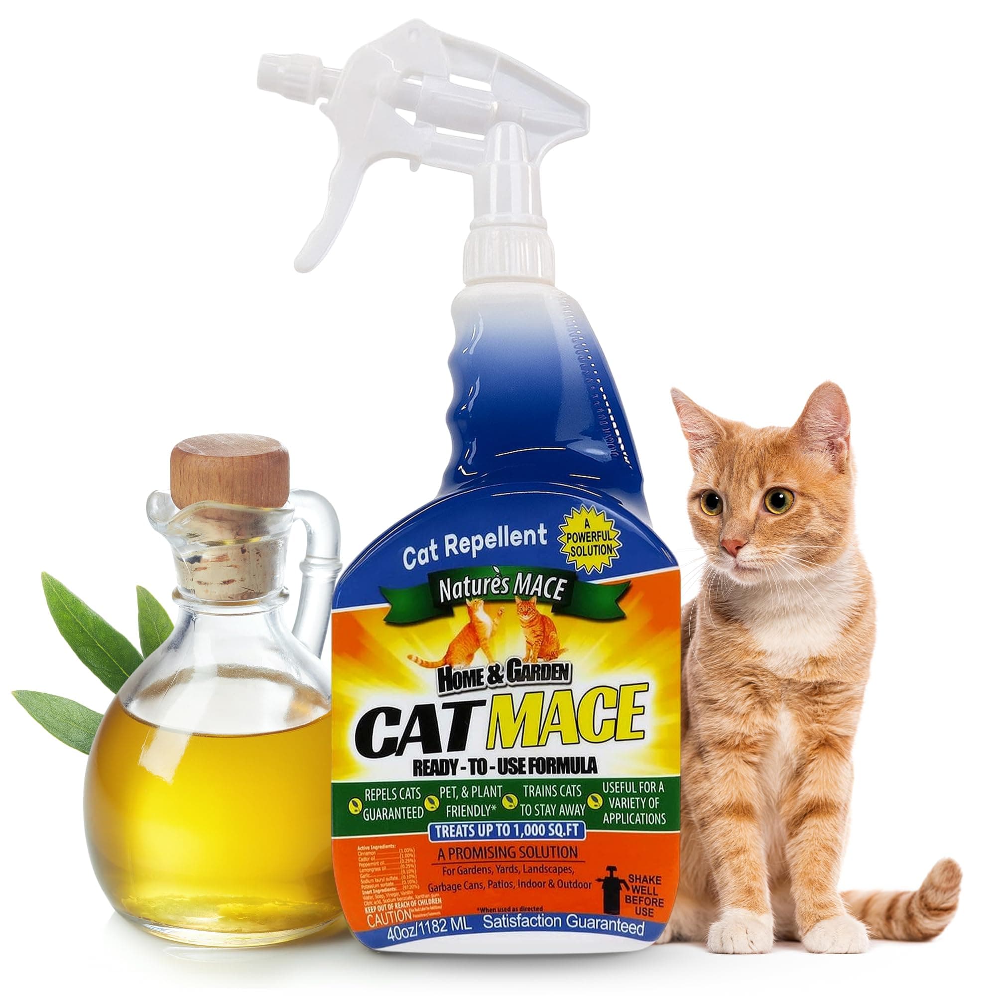 Nature's MACE Cat Repellent 40oz Spray, Treats 1,000 Sq Ft, Keep Cats Out, Train Your Cat to Stay Out, Cat Training Tool