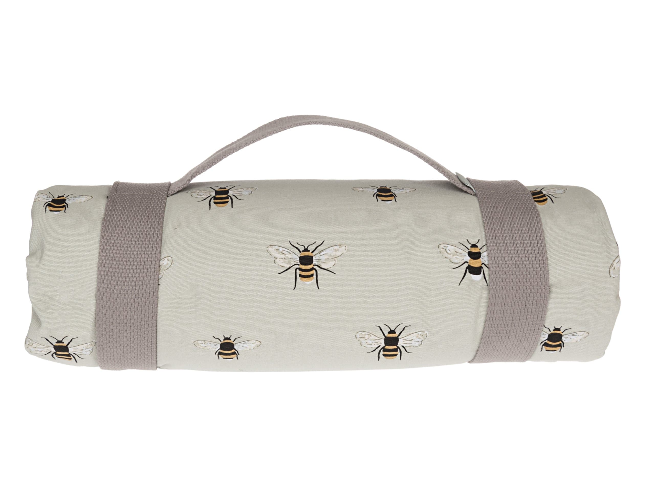 Sophie Allport - Bees Picnic Blanket Rug, Water-Resistant Backing, 100% Cotton, Carry Handle, Large, Foldable, Outdoor, Camping, Beach or Garden Mat