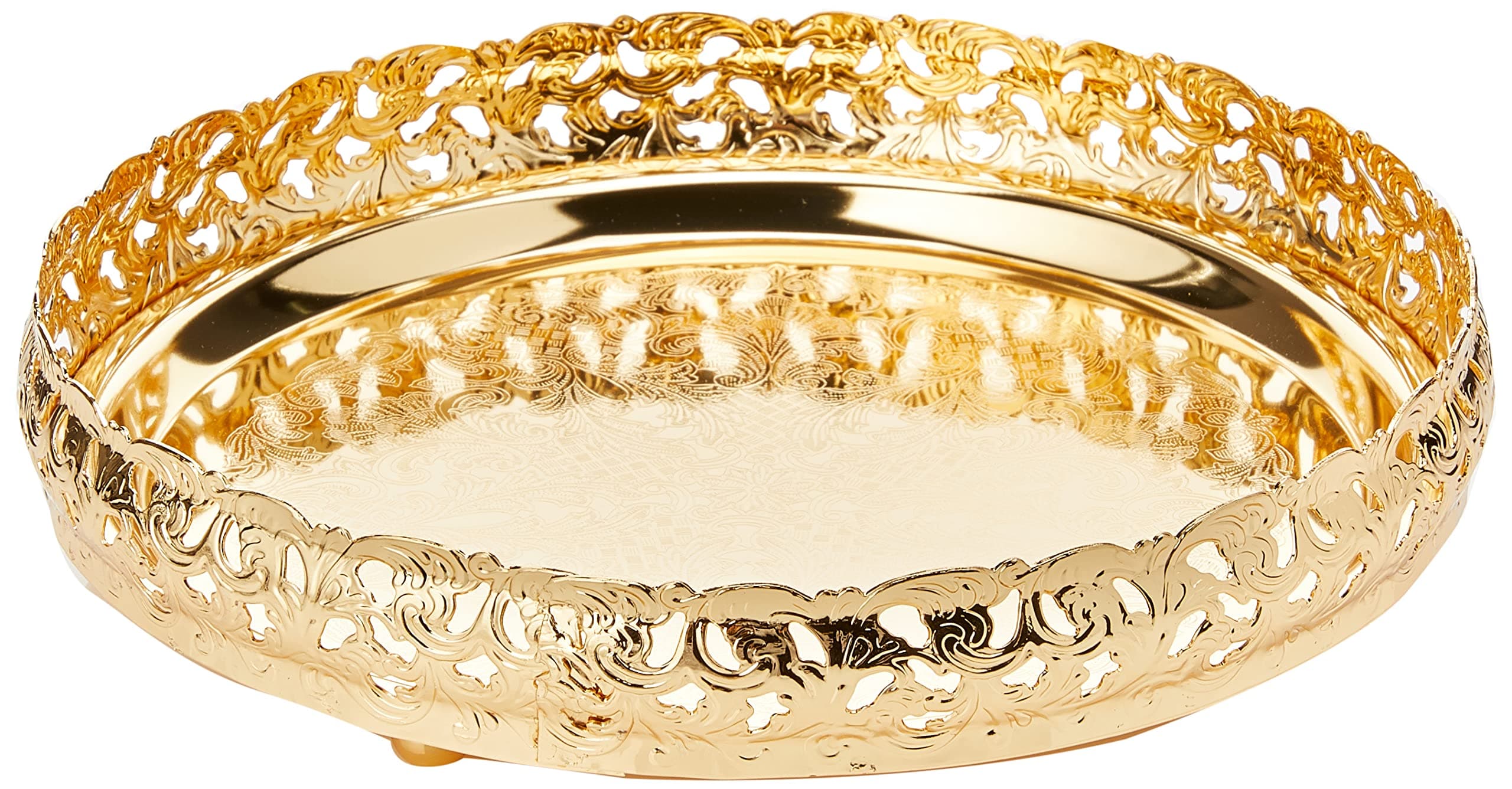 Gold Round Stylish 23cm Silver/Gold Plated Paandan Tray Home Kitchen Restaurant Dining