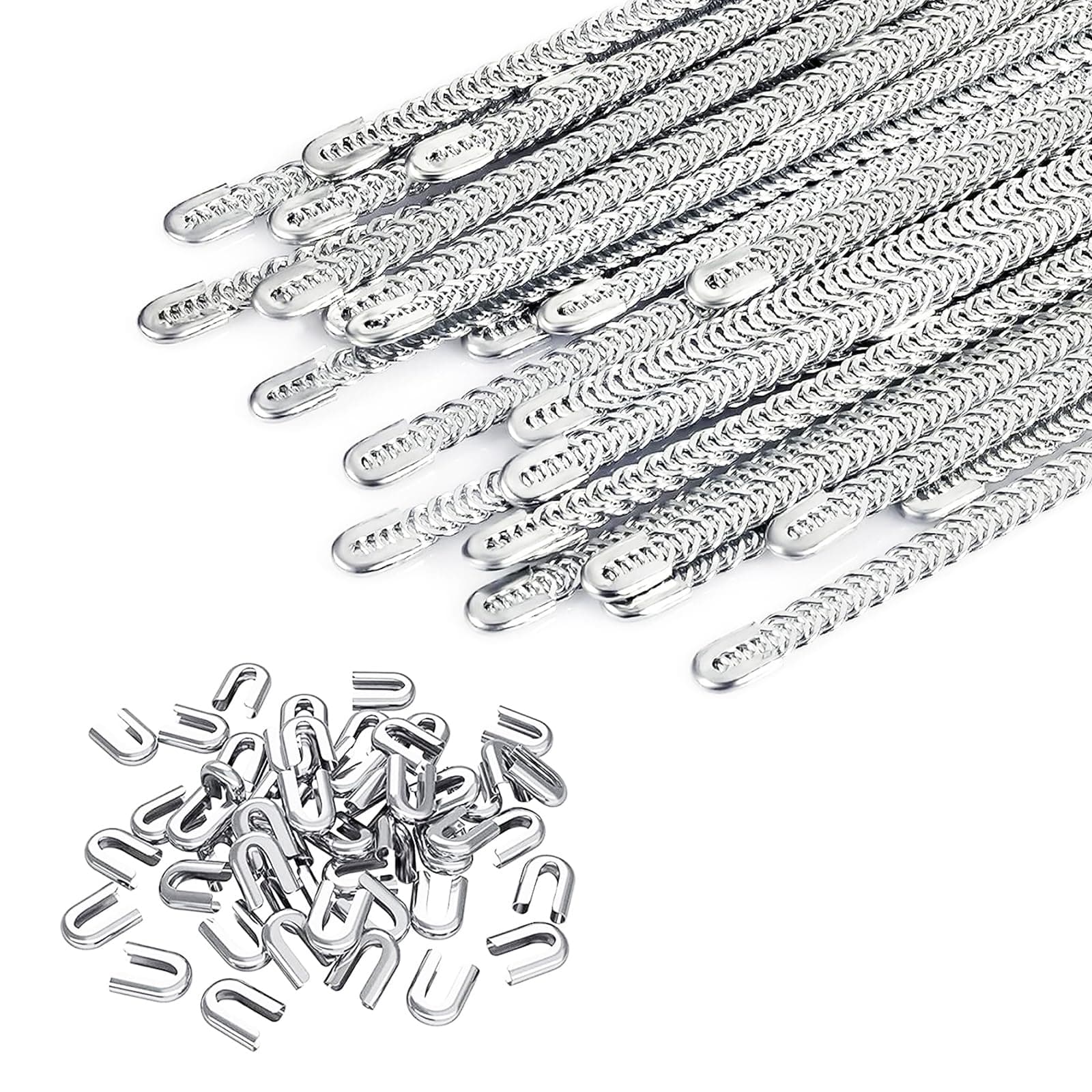 50 Pcs 1/4'' x 13.7Inch Spiral Steel Boning for Corset, Sewing Corset Boning Precut with 50 Steel Boning Tips Structure and Form (6mm)