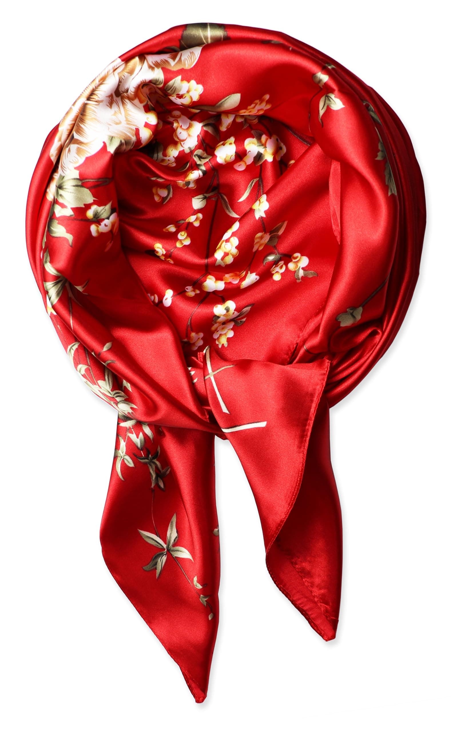 Silk Like Head Scarf for Women Satin Printed Bandana for Hair Wrapping Fashion Accessory 35 Inch Square Hair Scarf