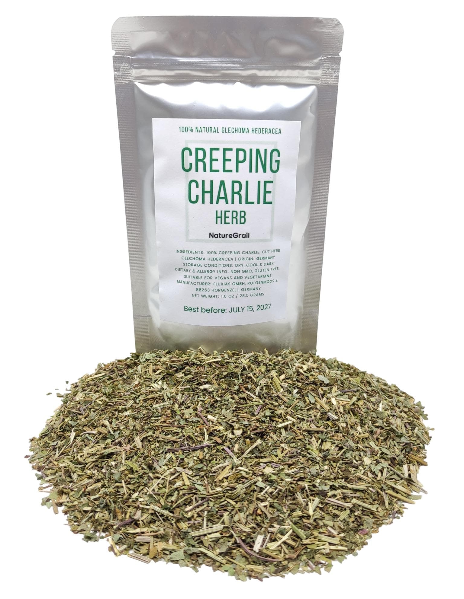 Creeping Charlie Herbal Tea, Made from 100% Glechoma Hederacea, Cut & Dried Ground Ivy - Net weight: 1.0oz/28.5g