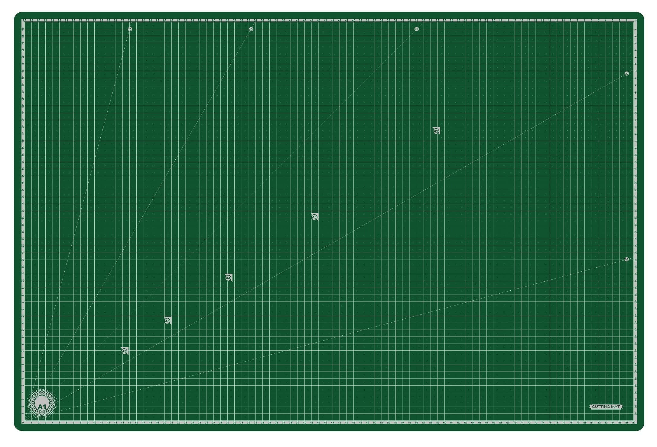 QataliticFlexible Cutting Mat, A1 Size (36 X 24 inch), Professional Self-Healing, 5 Layered, Durable Non-Slip PVC, Double Sided with Marked Pattern and Grids, Green