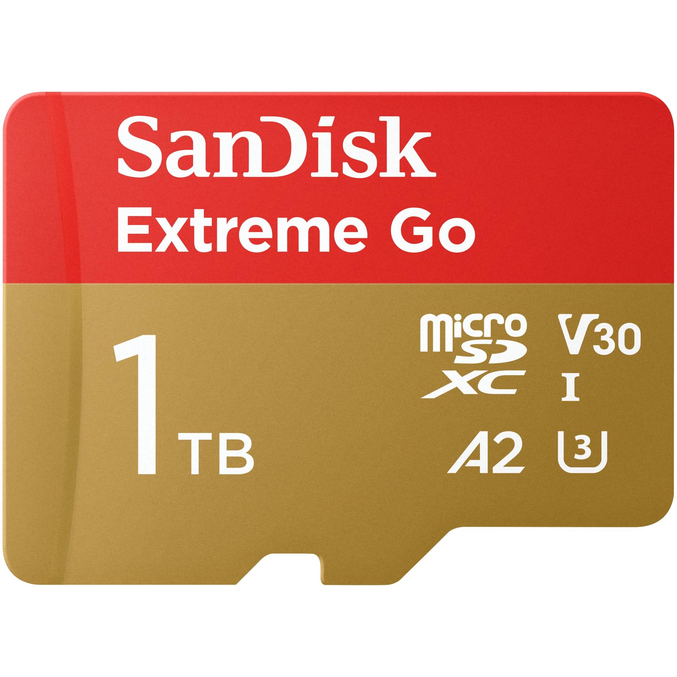 1TB Extreme Go micro SDXC card + SD adapter, (For Android Devices, Gaming Consoles, Drones, Action Cams, UHS-I, up to 200 MB/s, V30, 5K, 4K, UHD, Rescue PRO, Class 10, U3) For Amazon