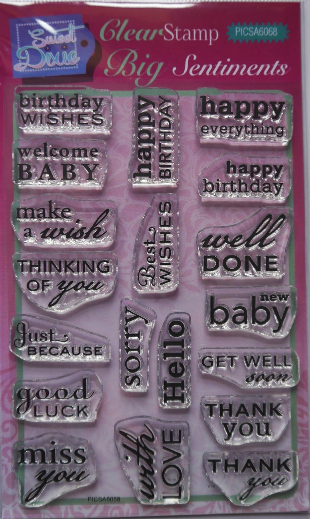 Paula Pascual CLEAR STAMPS Various Sentiments Birthday Thank you Get well x 19
