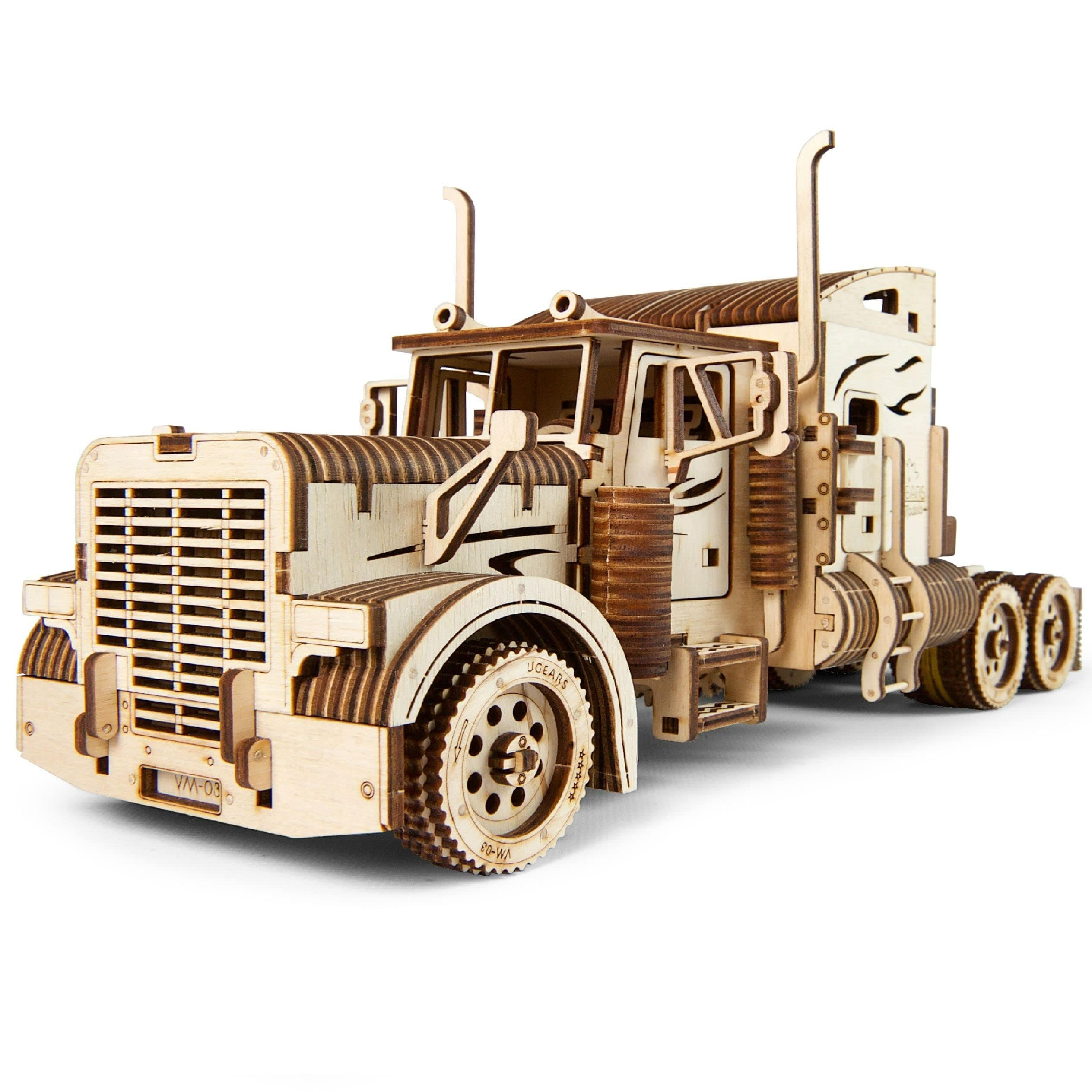 Heavy Truck 3D Wooden Puzzles for Adults - Wooden Model Kits for Adults Semi Truck Hobby Kits for Adult Model Kit Tractors Brain Teaser, Hobby Set Home Decoration