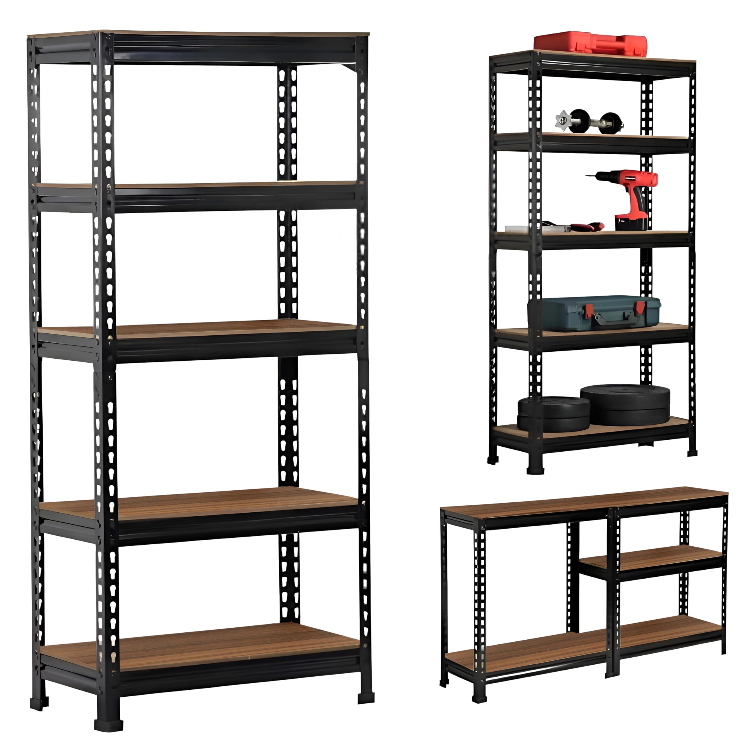 Planet 5 Tier Adjustable Shelf/Laminated Natural Iron Wall Shelf/Wooden Display Shelf/Home and Kitchen/Shoe Organizer (Brown)