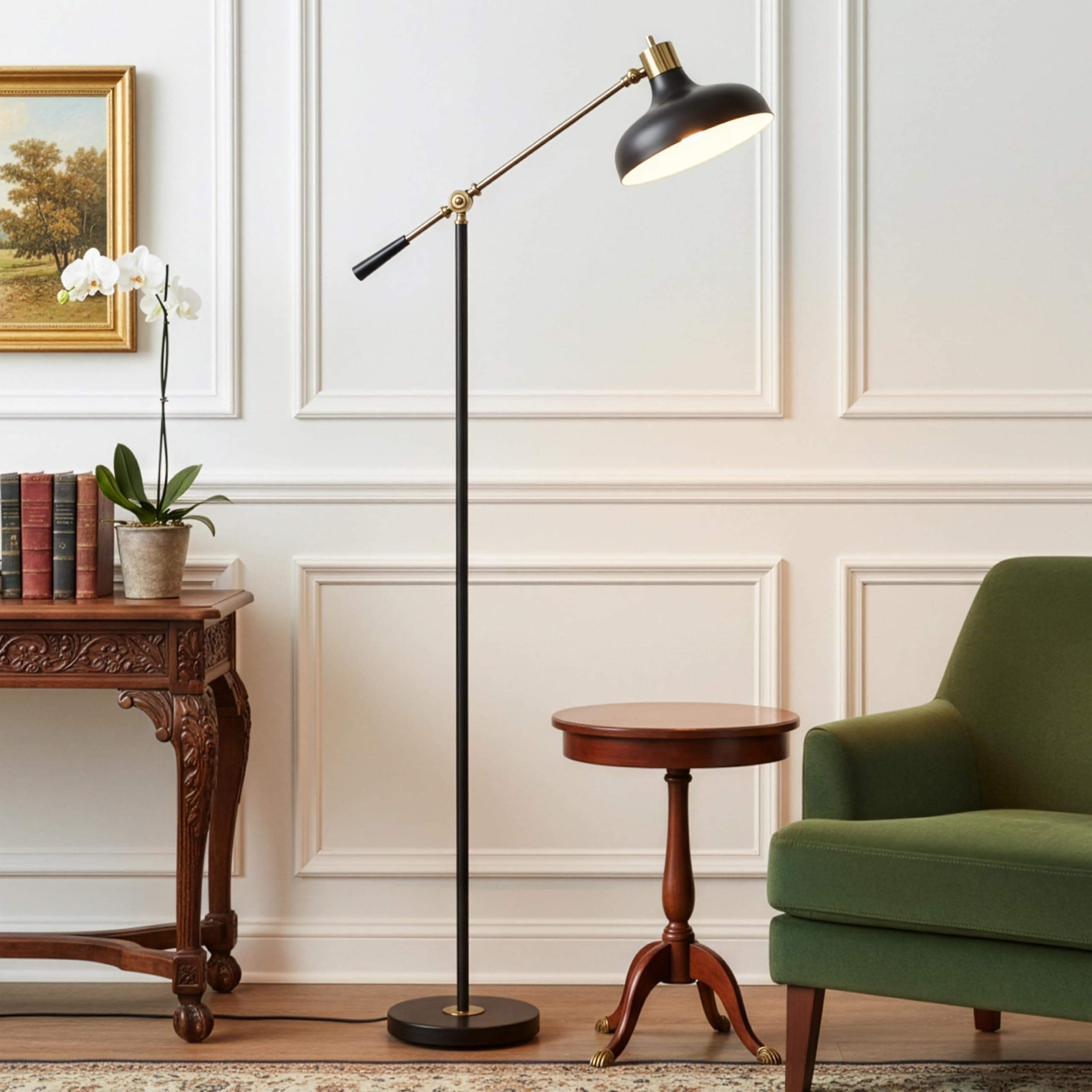 Wyatt LED Floor Lamp, Industrial Floor Lamp for Living Rooms & Offices – Charming Farmhouse Floor Lamp, Adjustable Head Standing Lamp for Bedroom Reading, Stunning Living Room Décor