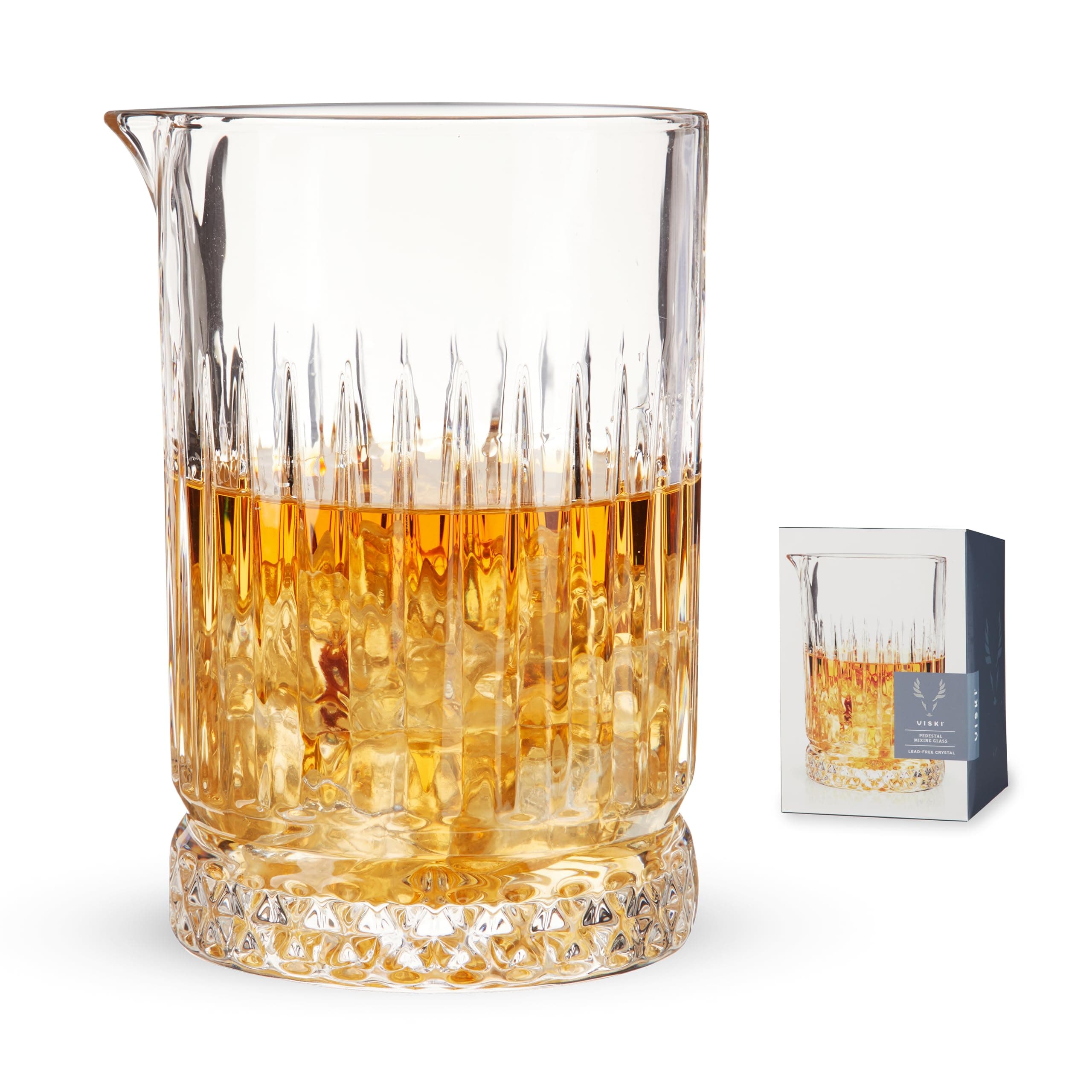Viski Pedestal Crystal Cocktail Mixing Glass Perfect for Manhattan, Martini, Old Fashioned, Whiskey Sour, Negroni, Bartender Tools, Bartending Supplies, Home Bar Accessories, 23 oz, Set of 1