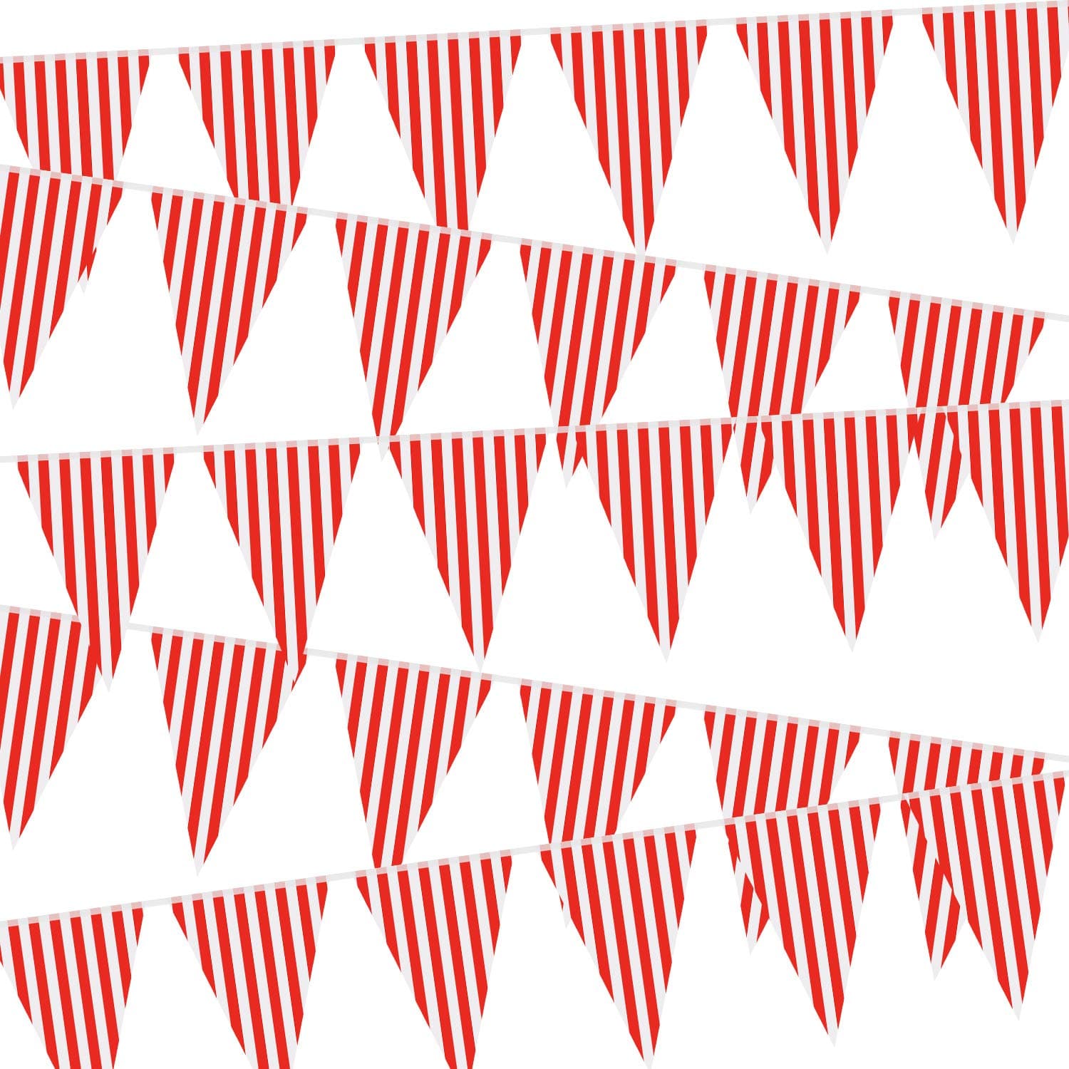 5 Packs Carnival Circus Party Decorations Supplies, Circus Carnival Bunting Banner, Red and White Pennant Banner Triangle Bunting Flag for Birthday Party, 7.4 x 10.8 Inch