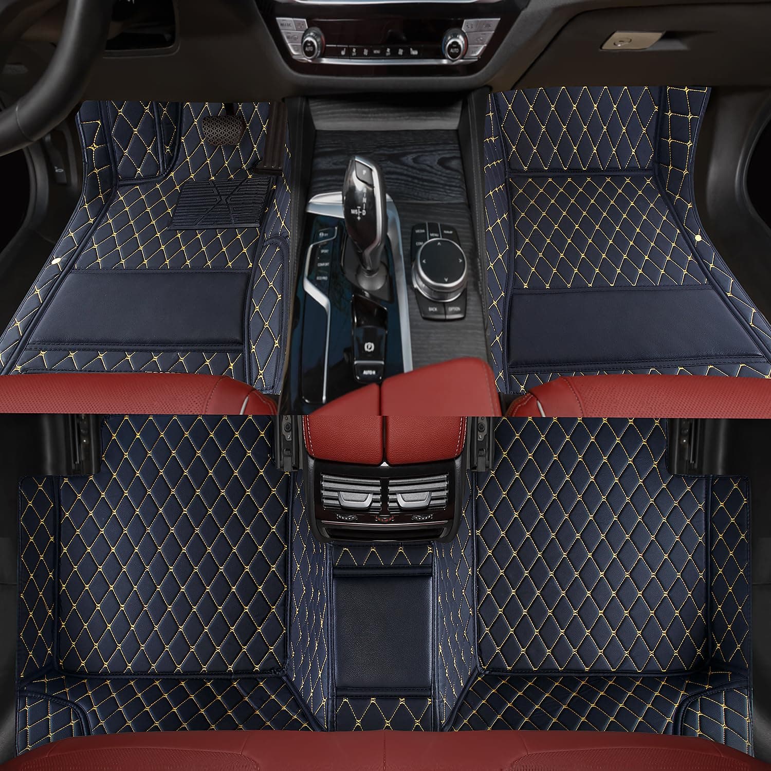 Custom car Floor mats Suitable for 99% car Truck SUV,car mats All Weather Personalized,Full Coverage Luxury Car Mats, Anti-Slip Leather Floor mats. (Black Yellow)