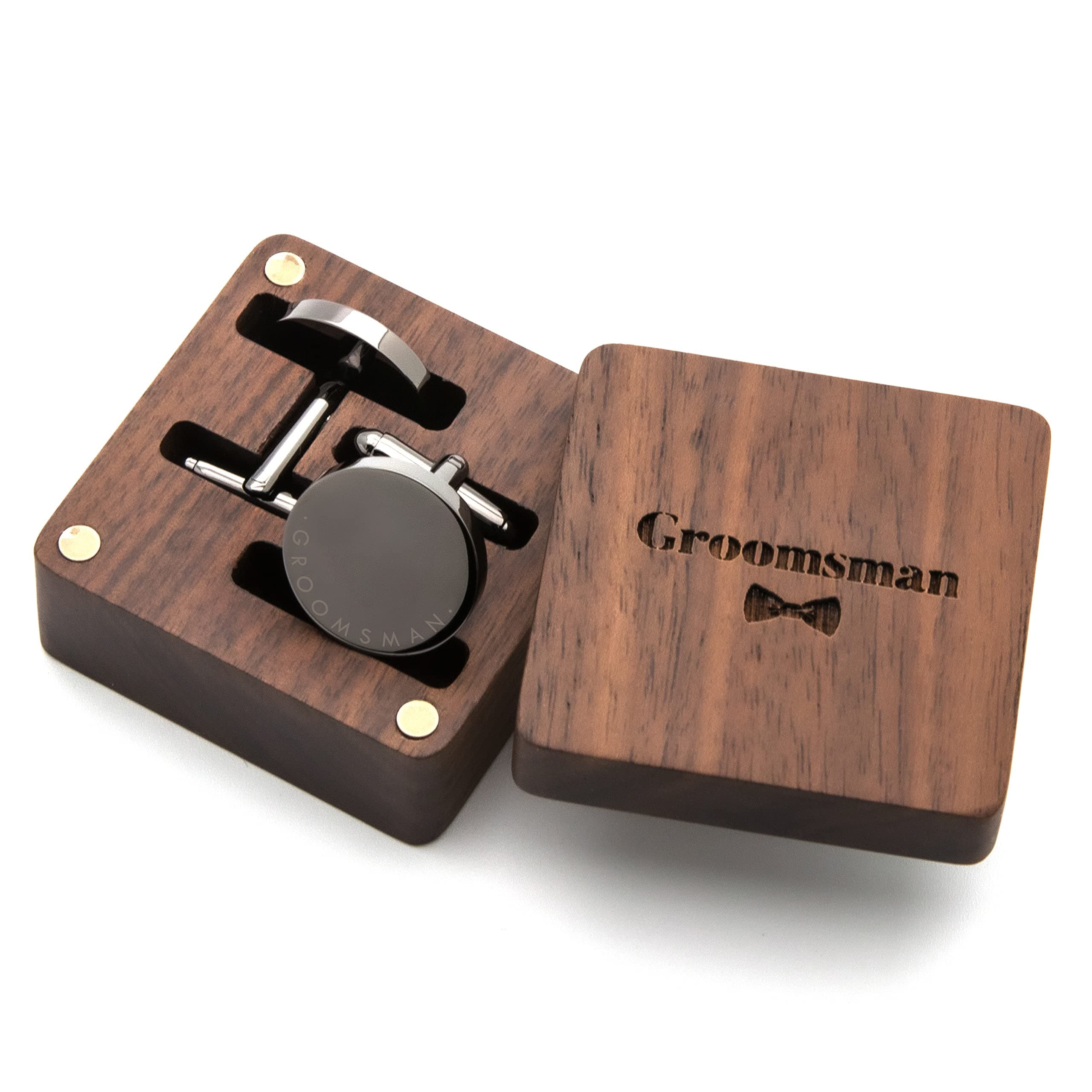 Cufflinks with Engraved Wood Gift Box