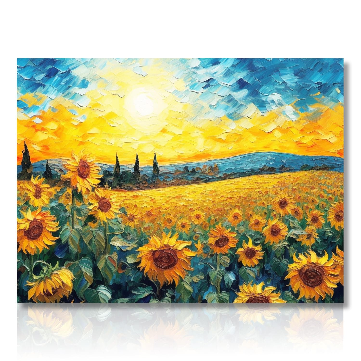 Dazzlewall Sunflower Wall Decor Poster Modern Sunrise Flower Oil Painting Wall Poster for Bedroom Living Room Decor 16x12 in Unframed