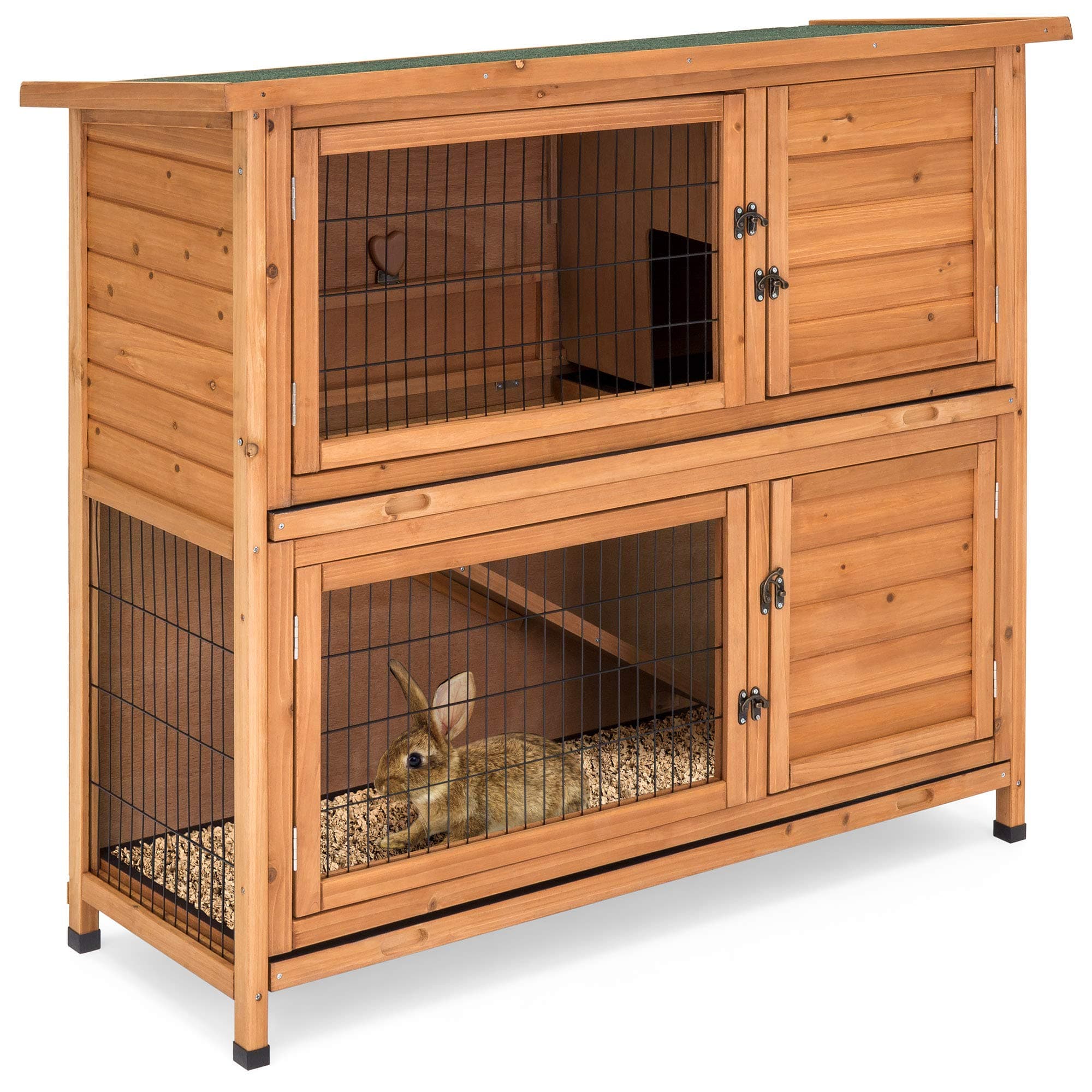 Best Choice Products 2-Story Outdoor Wooden Pet Rabbit Hutch Animal Cage for Backyard, Garden, 48x41in, Brown, w/Ladder
