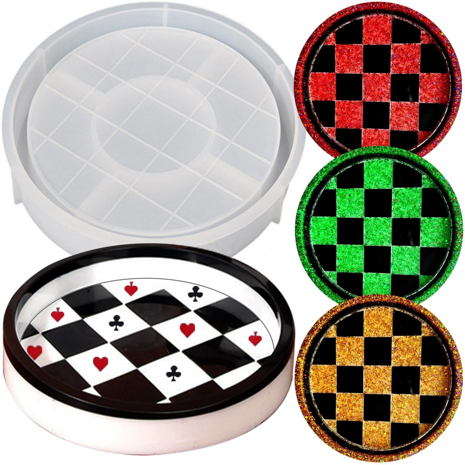 ZQYSINGRolling Tray Molds for Resin, Round Silicone Tray Molds with Sides Large Tray Molds for Epoxy Casting DIY Jewelry Storage Container Resin Serving Board Molds with Edge Decorative Tray