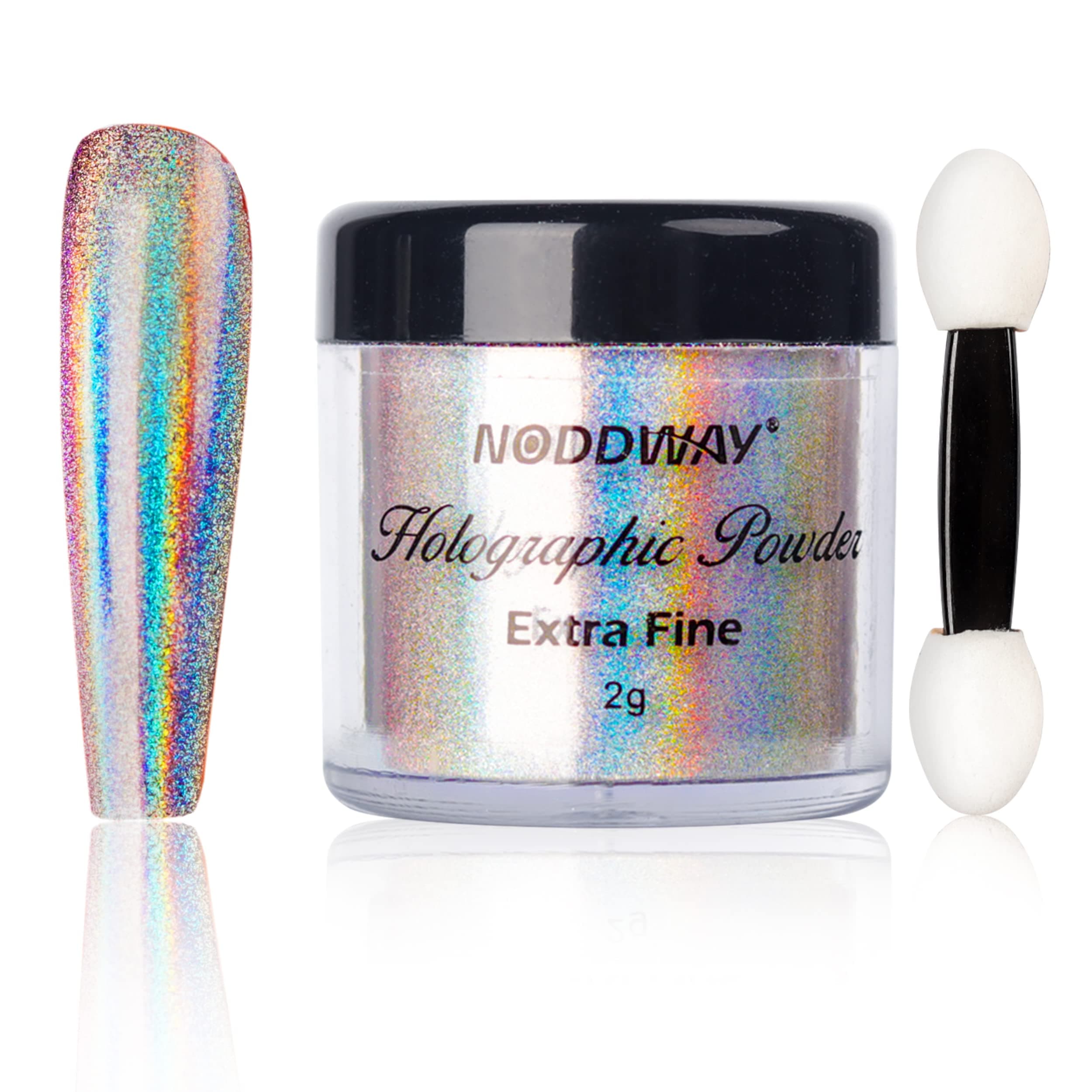 NODDWAYHolographic Powder 0.07oz/2g, 10 Micron Chrome Fine Powder for Epoxy Resin/Nails, Rainbow Holographic Powder Mirror Nail Pigment Powder
