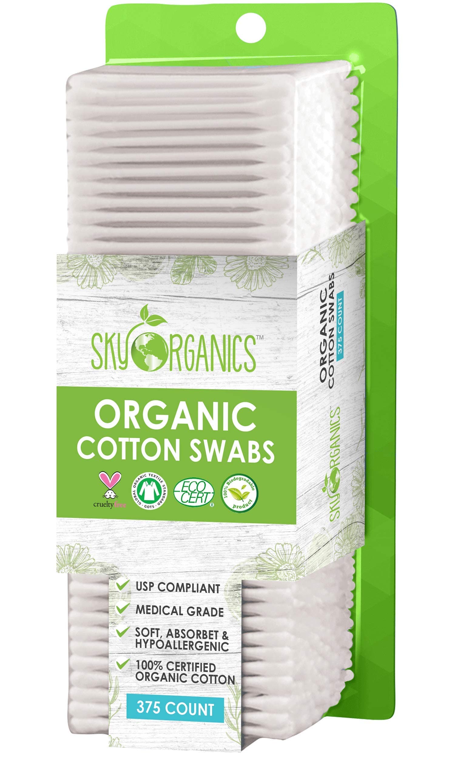 Sky Organics - Organic Cotton Swabs, Ultra Soft Tips - Strong & Durable - Hypoallergenic - Chlorine Free - Sustainable - Natural, Vegan & Cruelty Free - Skin Care & Self Care w ebook