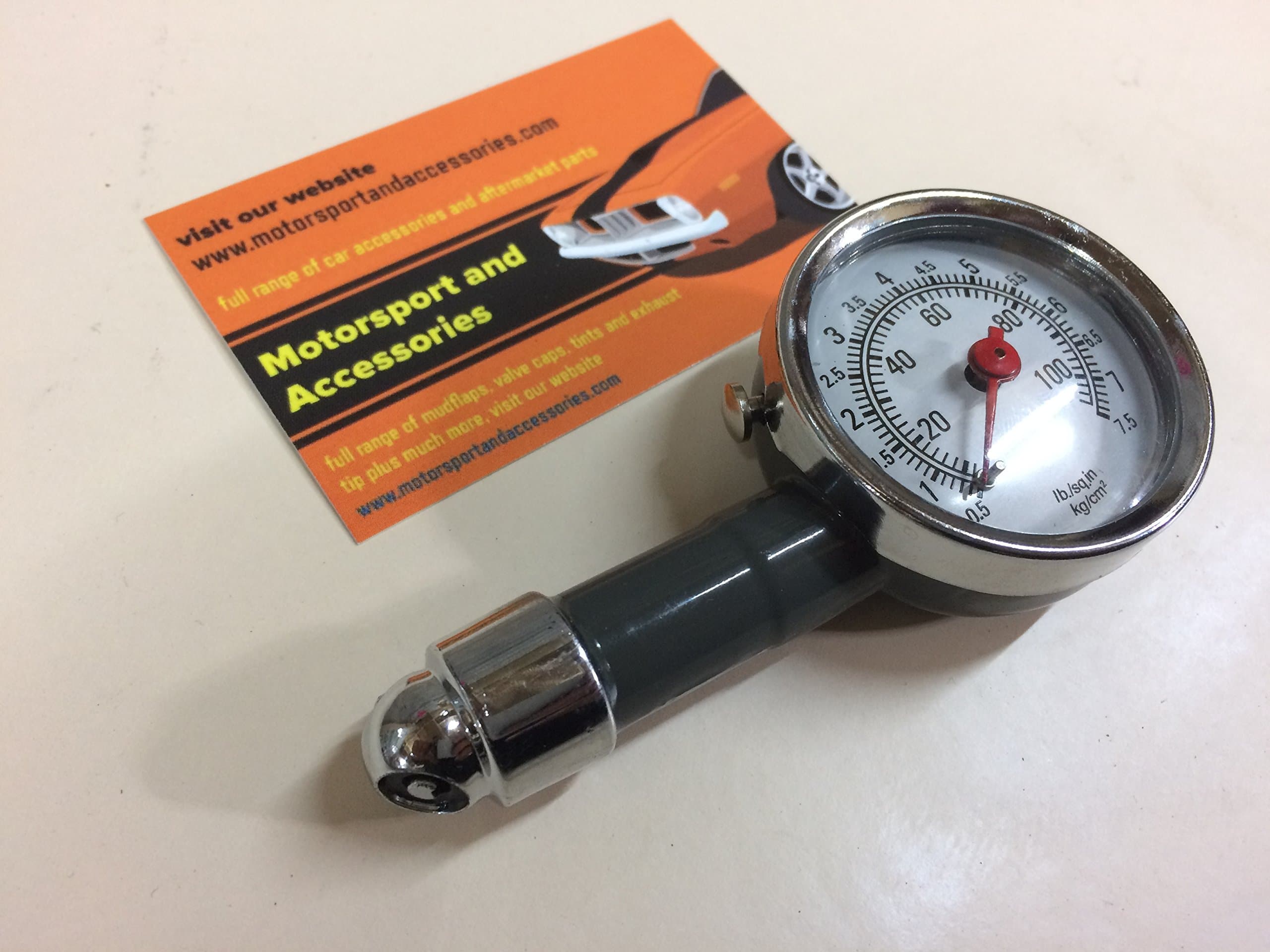 Motorsportandaccessories TYRE GAUGE METAL ROUND DIAL10-40PSI SUIT RALLY - DRIFT CARS - KARTS OR ROAD CAR AND VANS - SUITS MOTORBIKES