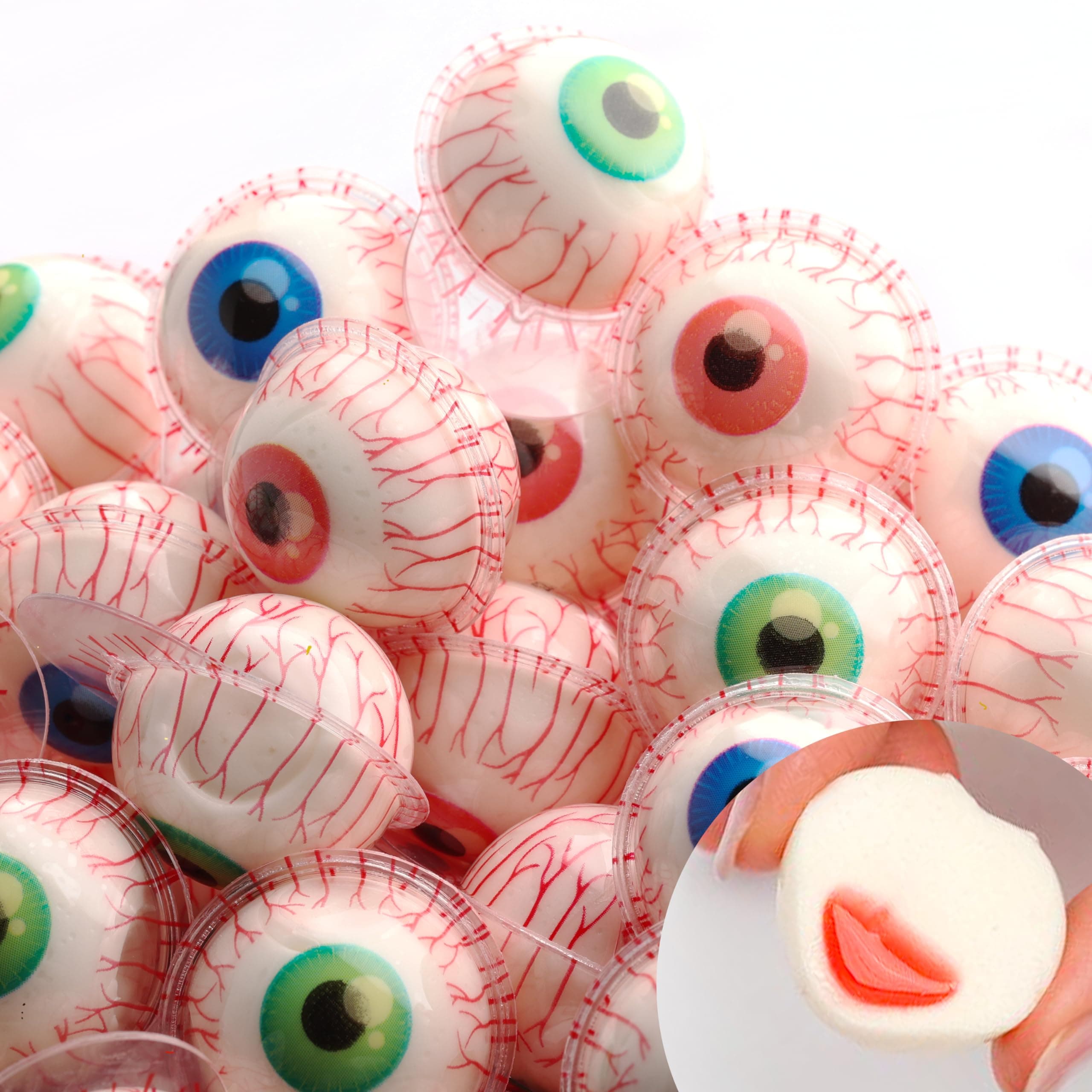 Gummy Candies - Jelly Filled Gummies - Gummy Eyeballs Halloween Candy Filled with Real Peach Jam - 10 pcs Individually Wrapped Chewy Candy - Halloween Party Favor - Easter Candy for Kids