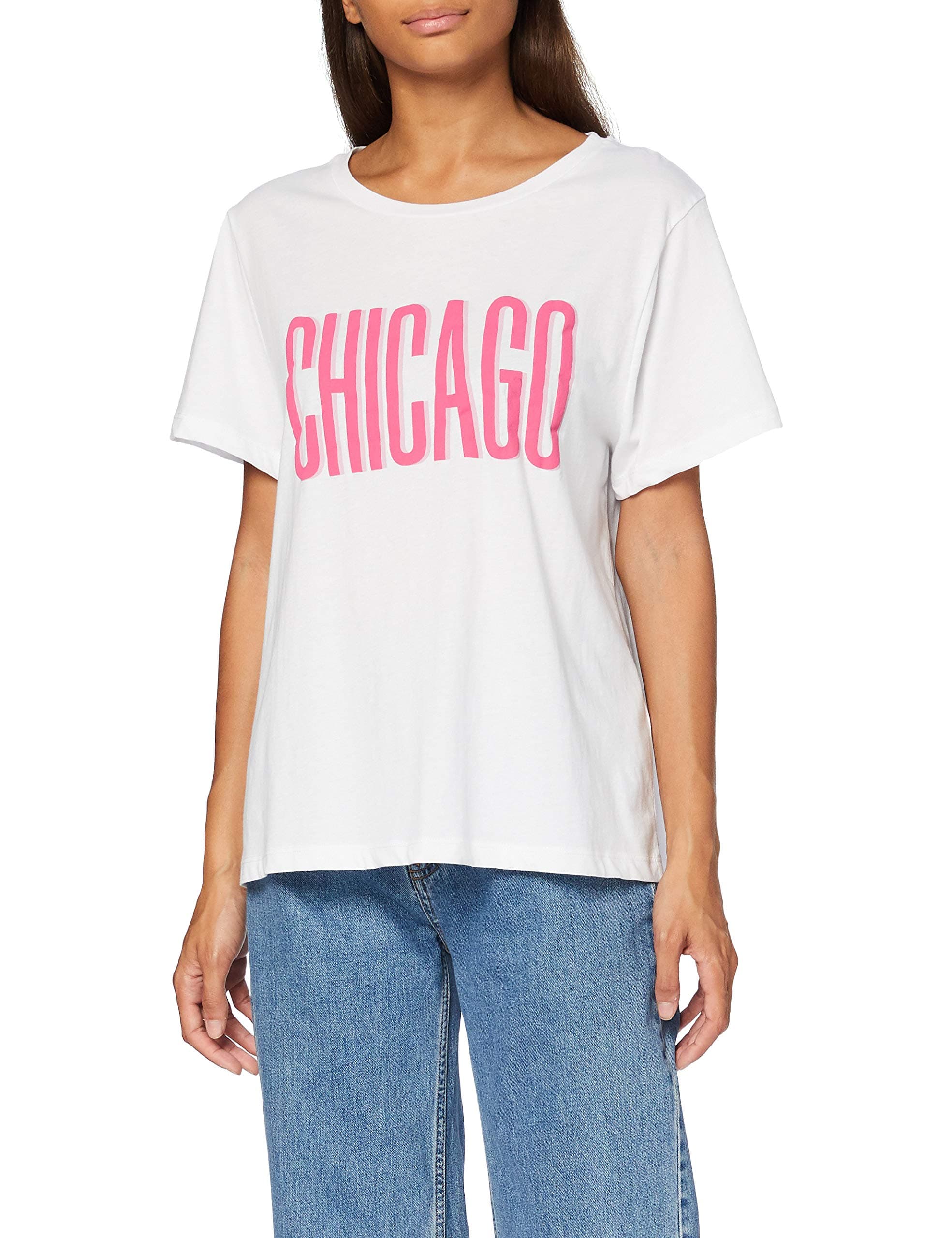 United Brands Fashion Lab GmbH Women's T-Shirt mit Print, Weiß Kombi, 42