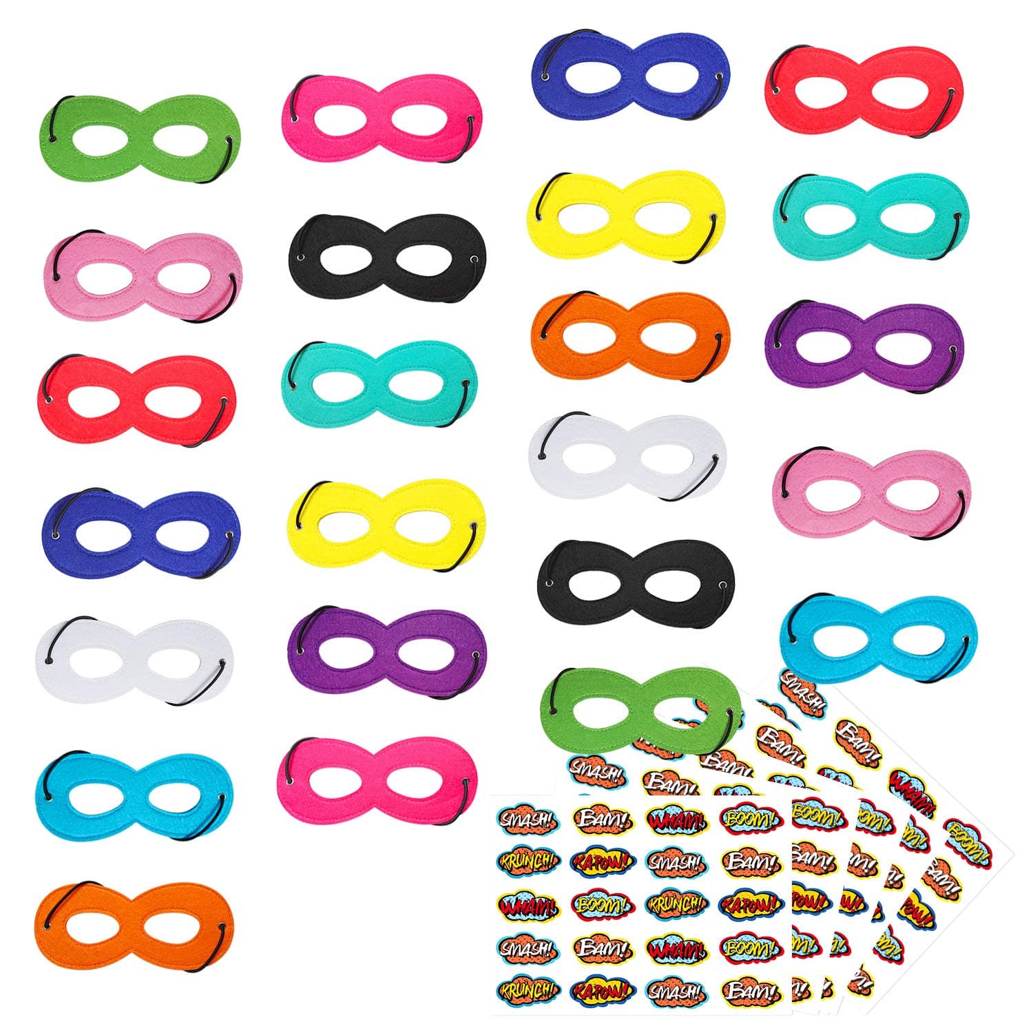 Superhero Masks, Superhero Party Mask, 24Pcs Mask for Kids with 100 Stickers
