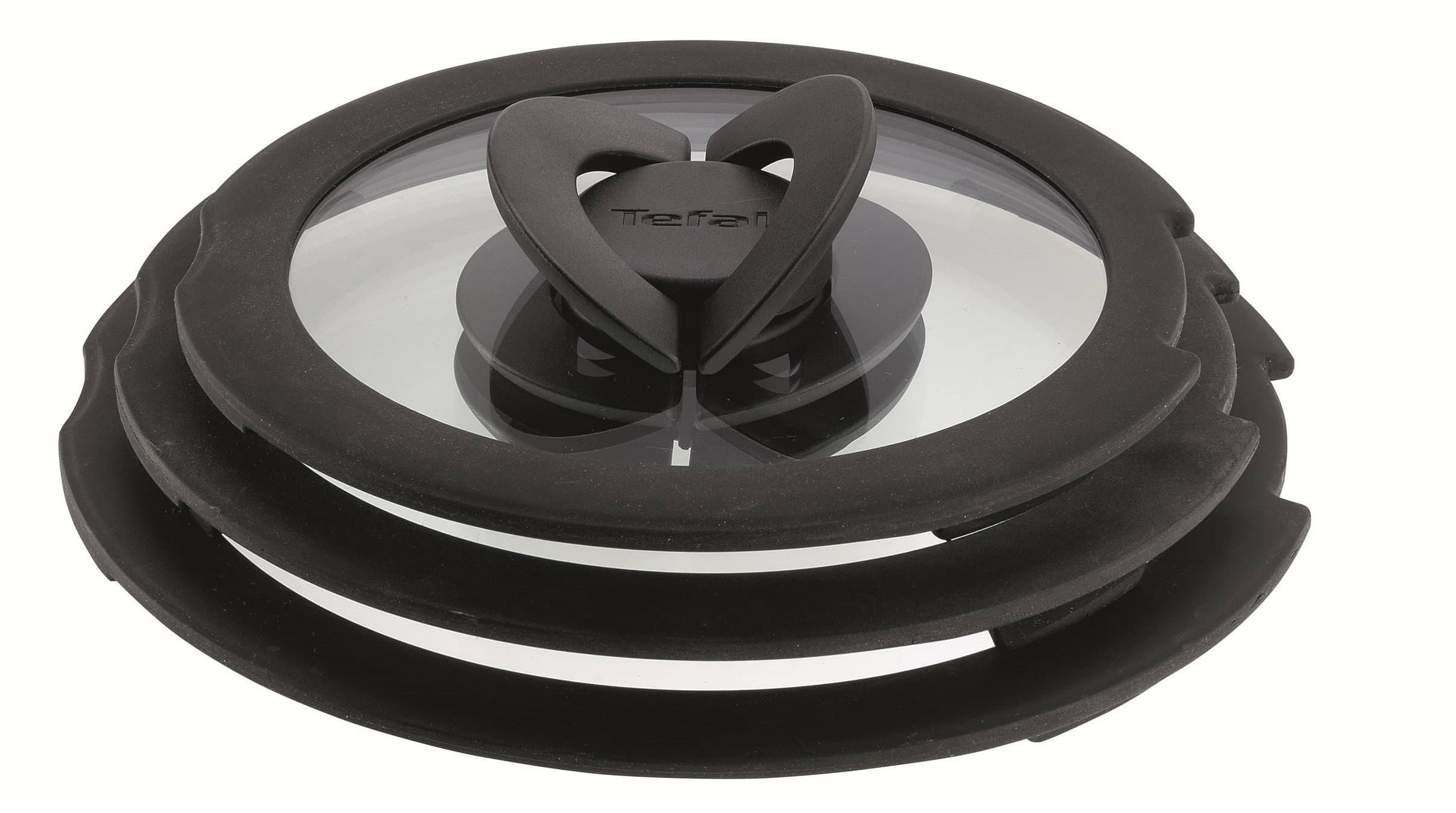 Tefal Ingenio L9931012 3 Piece Glass Lids, 18-18-20, Black