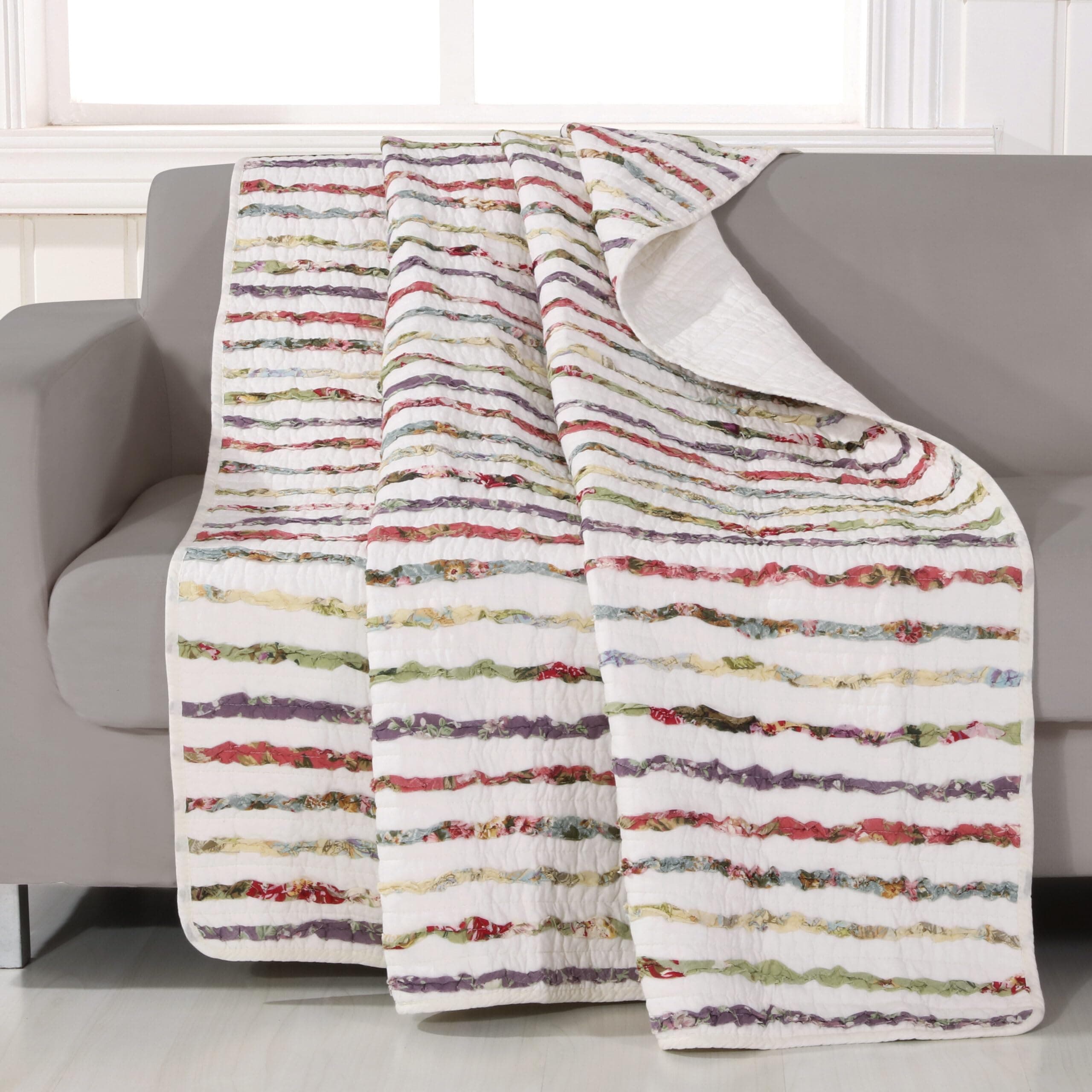 Greenland Home 100% Cotton Bella Ruffle Textured Throw Blanket, 50x60 in., Multi-Colored