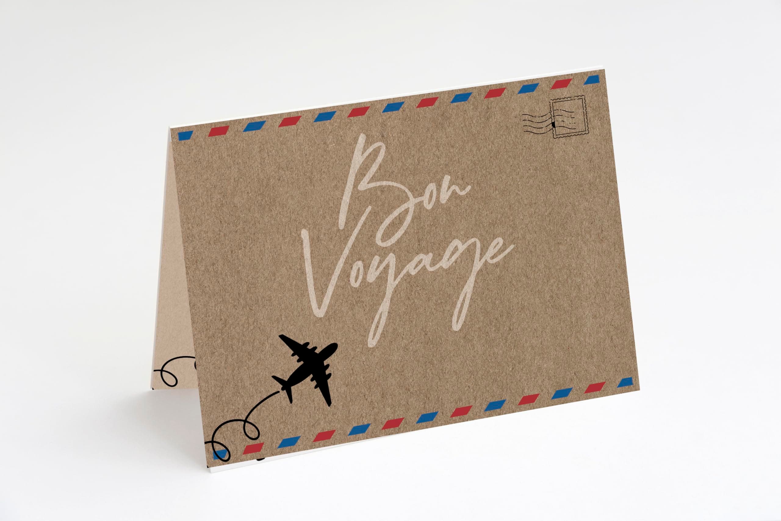 Bon Voyage Card - travel, retirement, farewell, moving in career or location. Single card and envelope. Made in the USA!